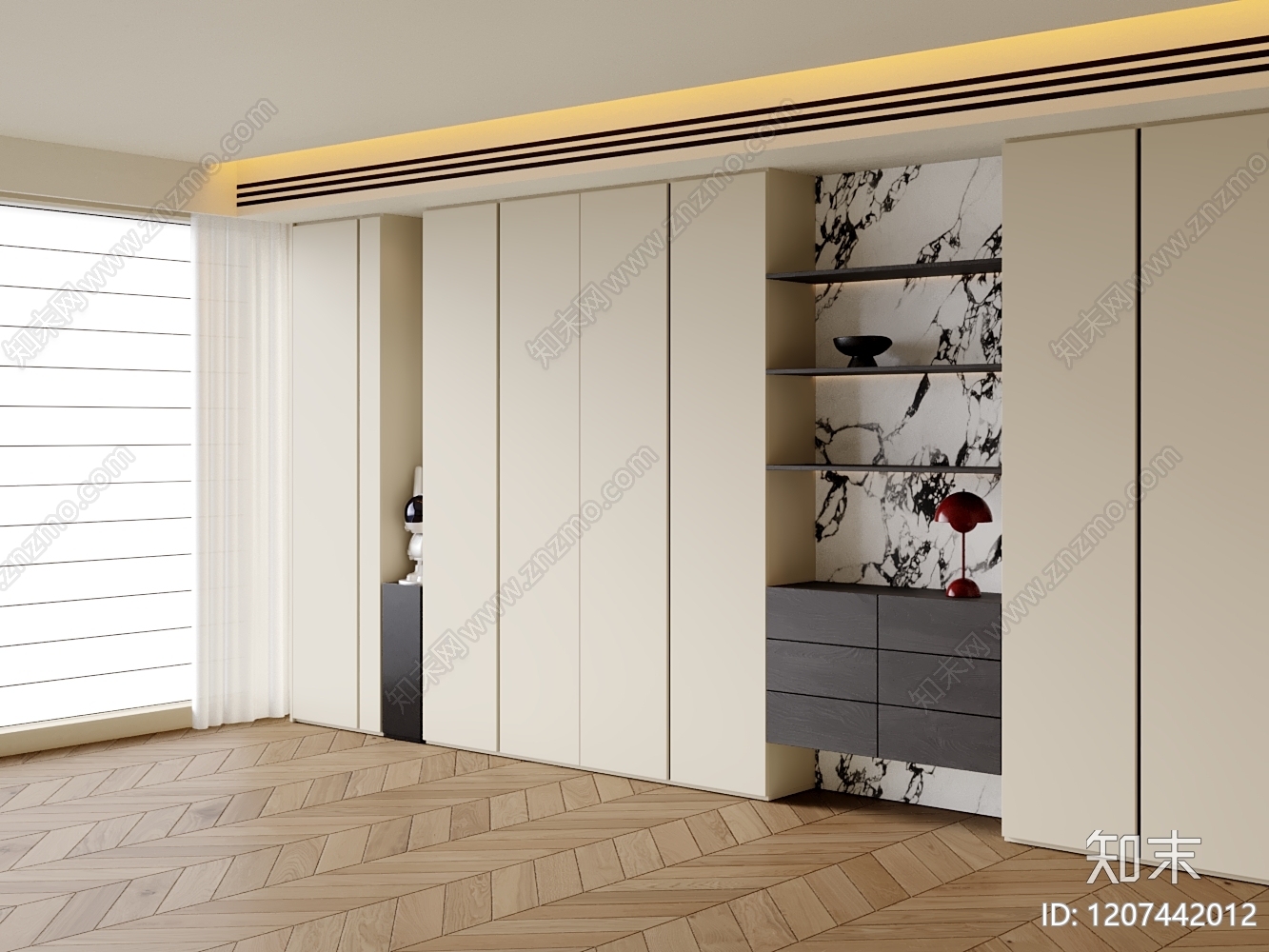 现代中古玄关柜3D模型下载【ID:1207442012】