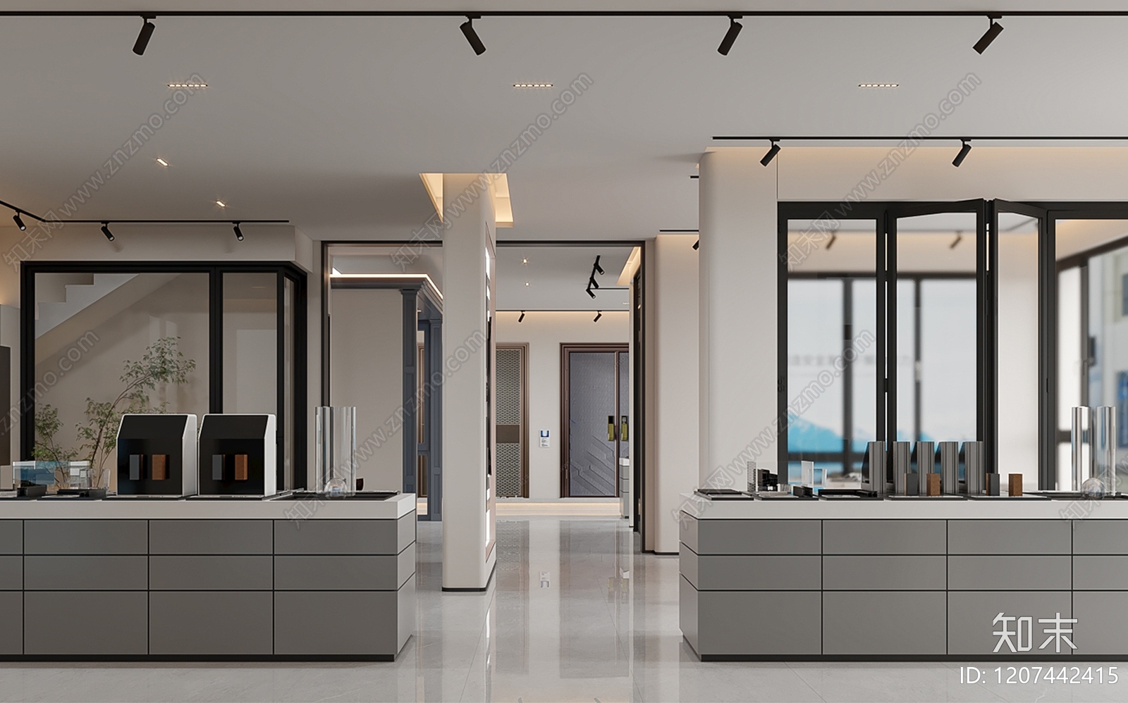 现代门窗展厅3D模型下载【ID:1207442415】