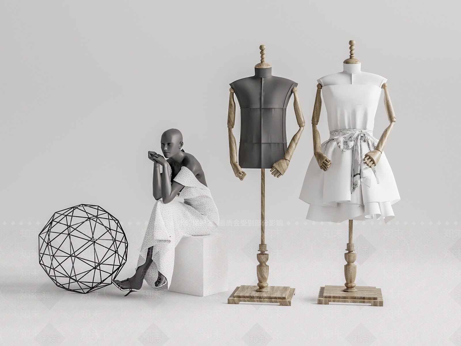 现代服装店模特SU模型下载【ID:1207442744】