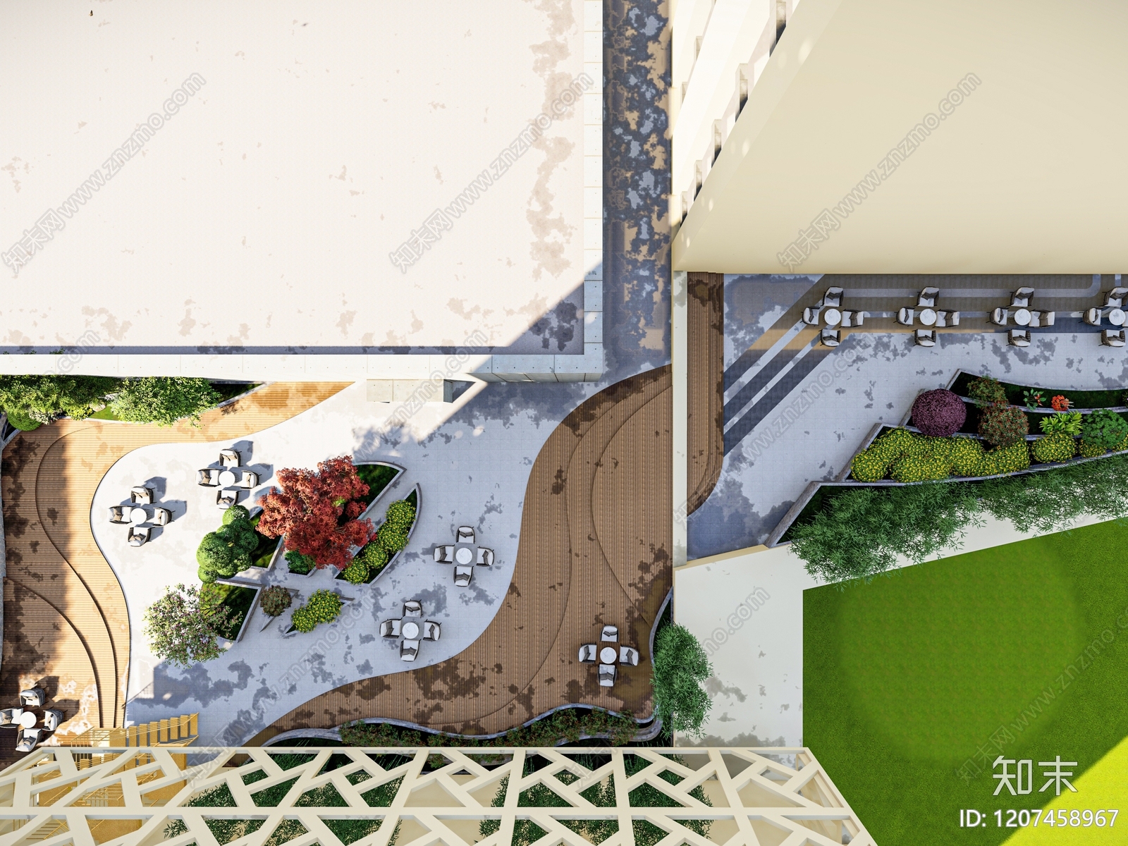 现代屋顶花园SU模型下载【ID:1207458967】