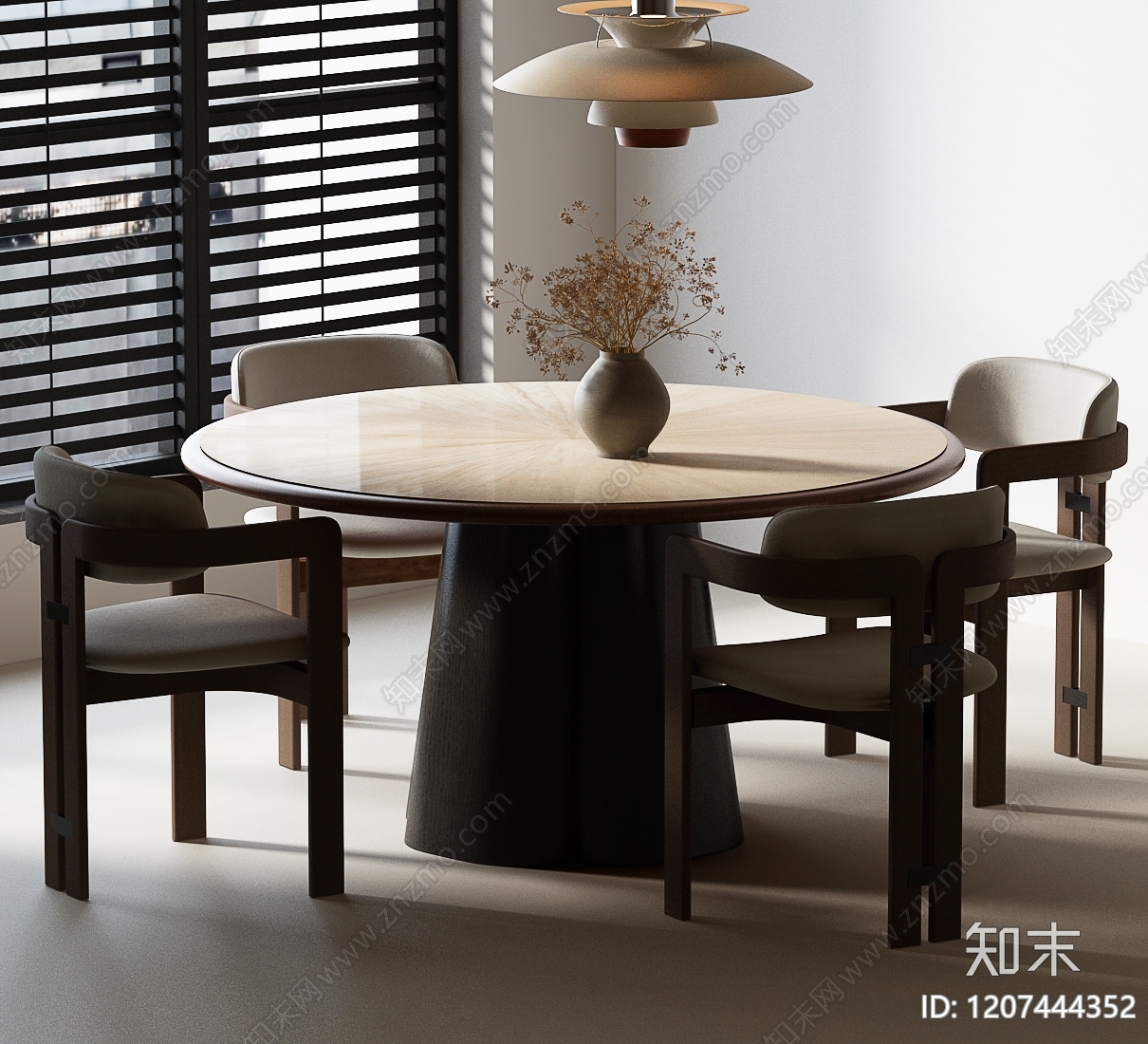 现代中古餐桌椅SU模型下载【ID:1207444352】