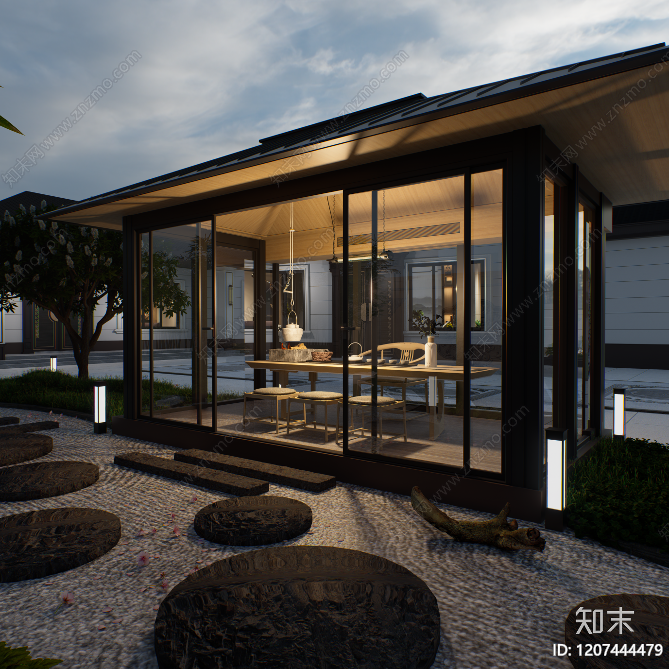 现代新中式乡村民房SU模型下载【ID:1207444479】