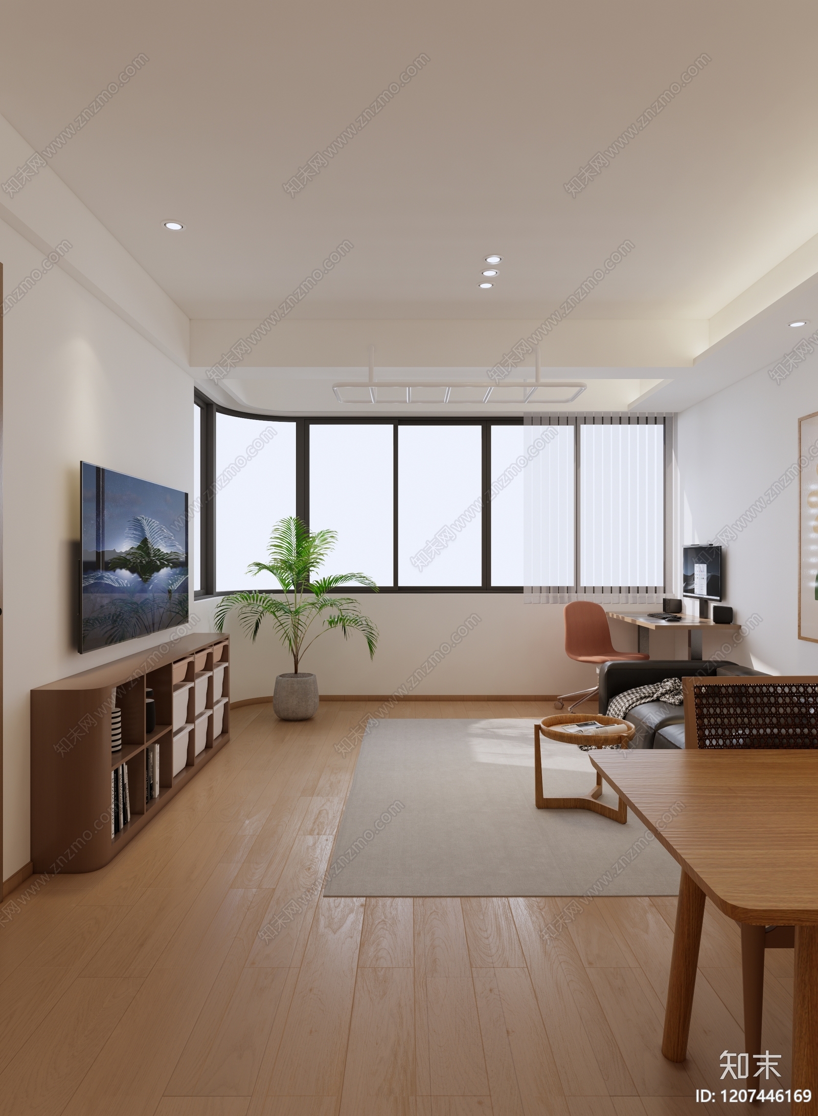 现代原木客餐厅SU模型下载【ID:1207446169】