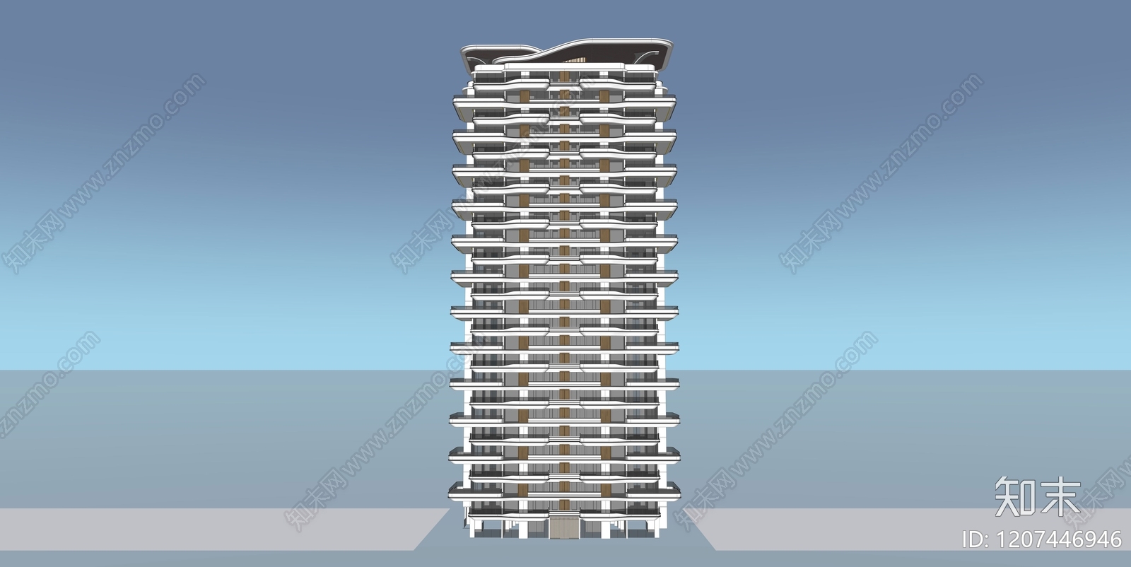 现代轻奢高层住宅SU模型下载【ID:1207446946】