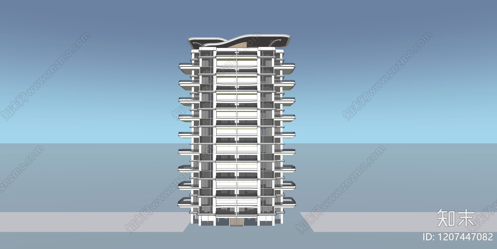 现代轻奢高层住宅SU模型下载【ID:1207447082】