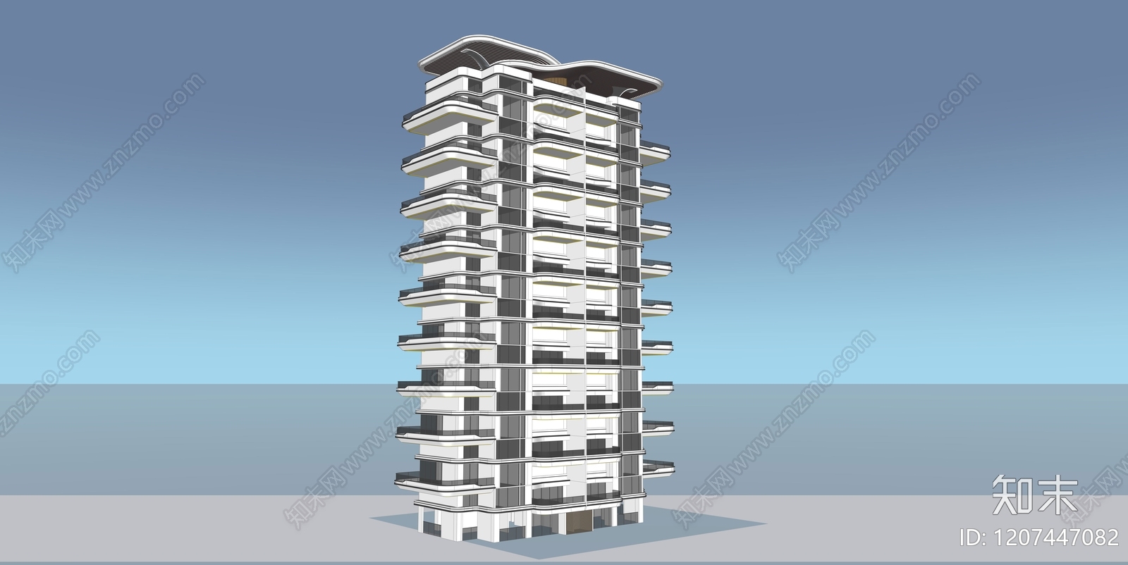 现代轻奢高层住宅SU模型下载【ID:1207447082】