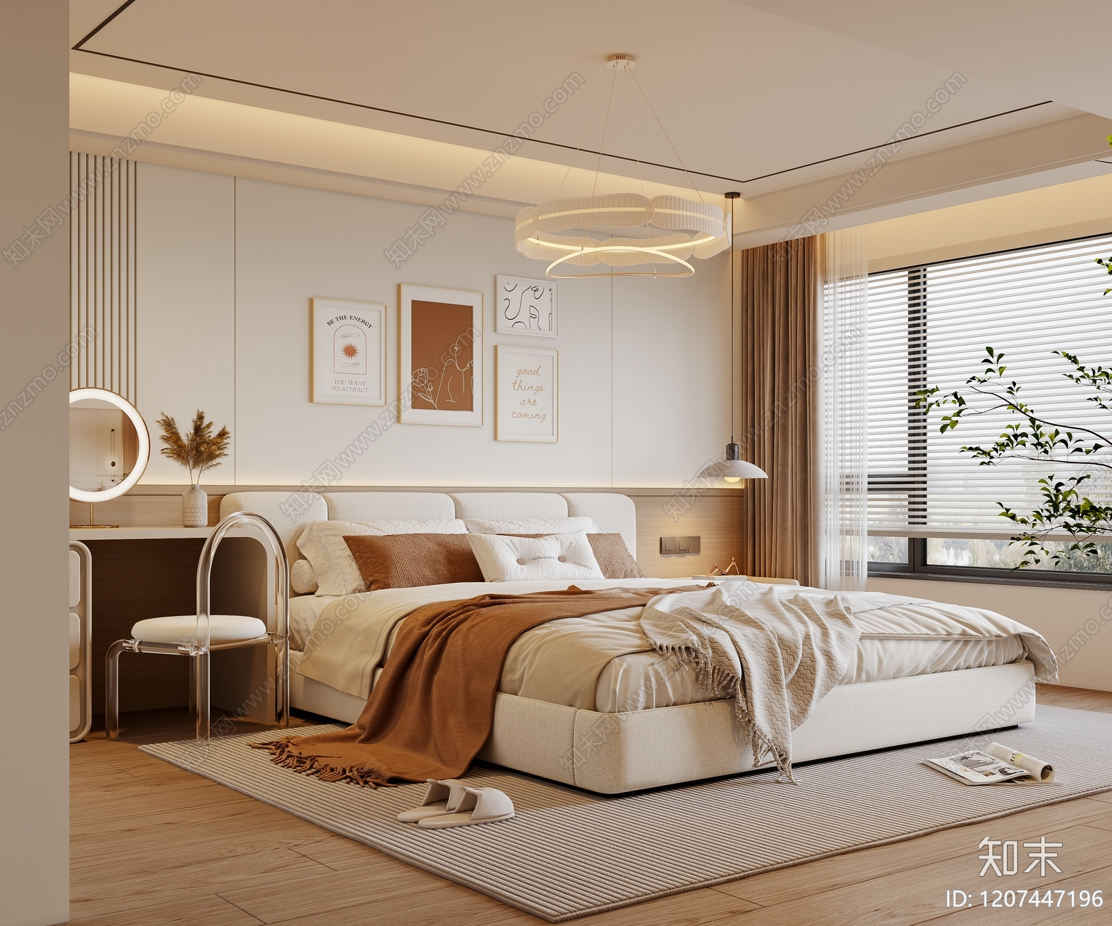 现代奶油家居卧室SU模型下载【ID:1207447196】