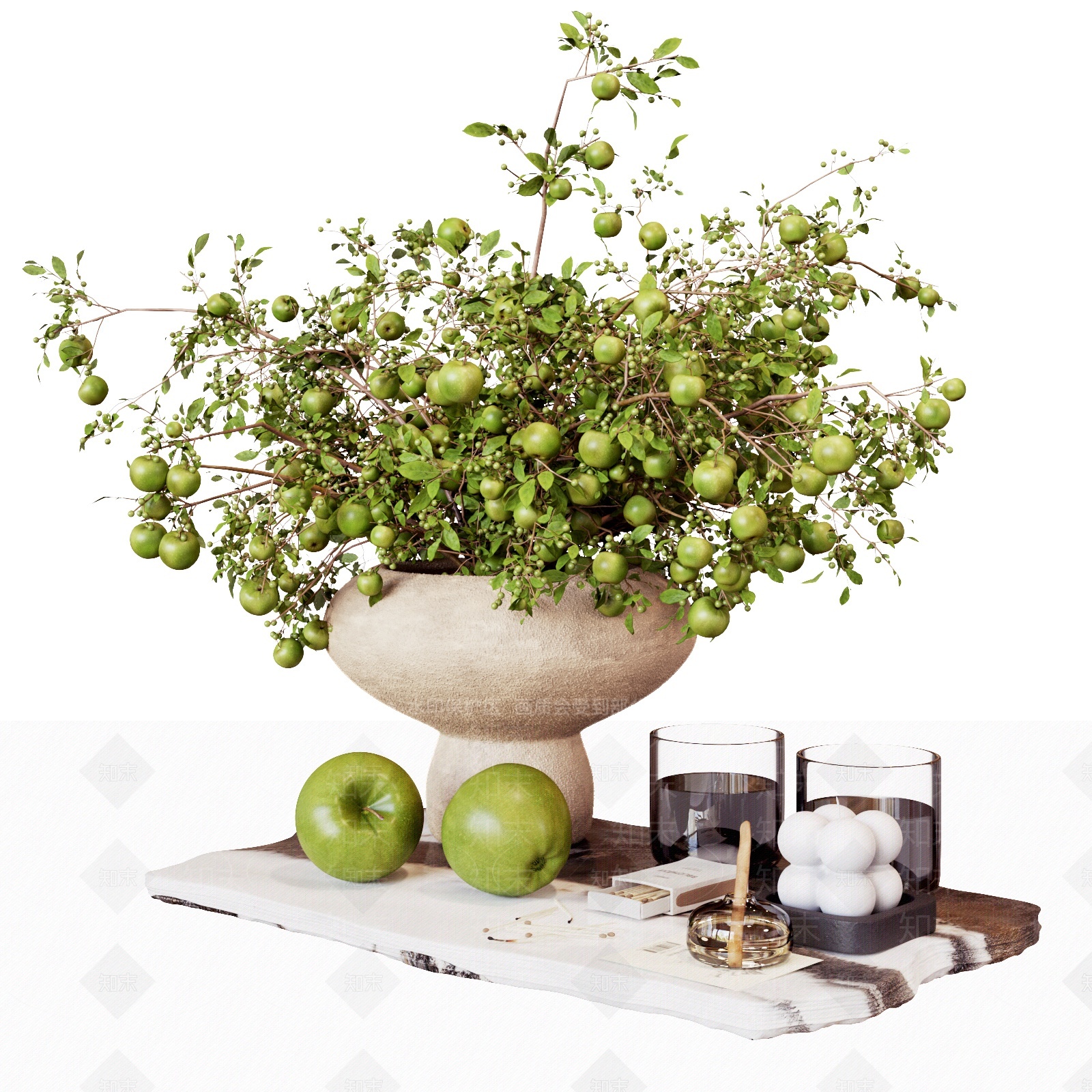 现代奶油风摆件组合3D模型下载【ID:1207447226】