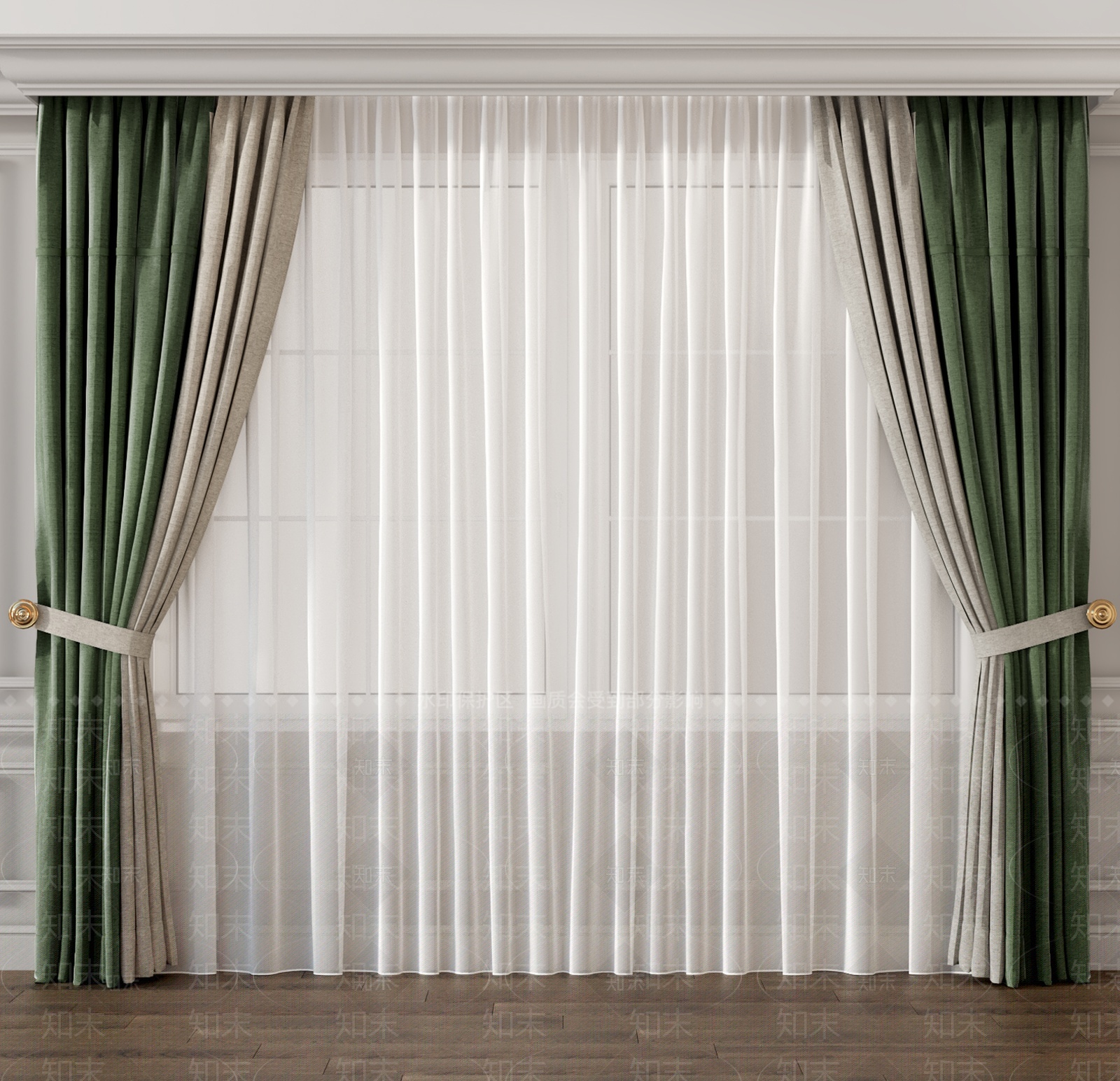 现代窗帘3D模型下载【ID:1207447257】