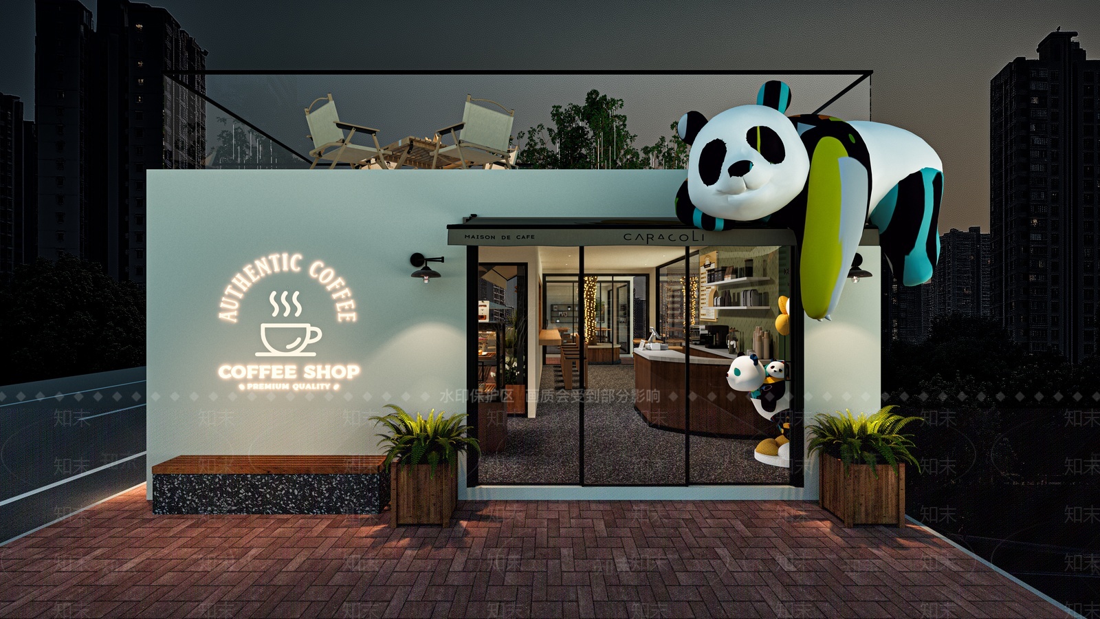 现代极简咖啡厅3D模型下载【ID:1207447331】