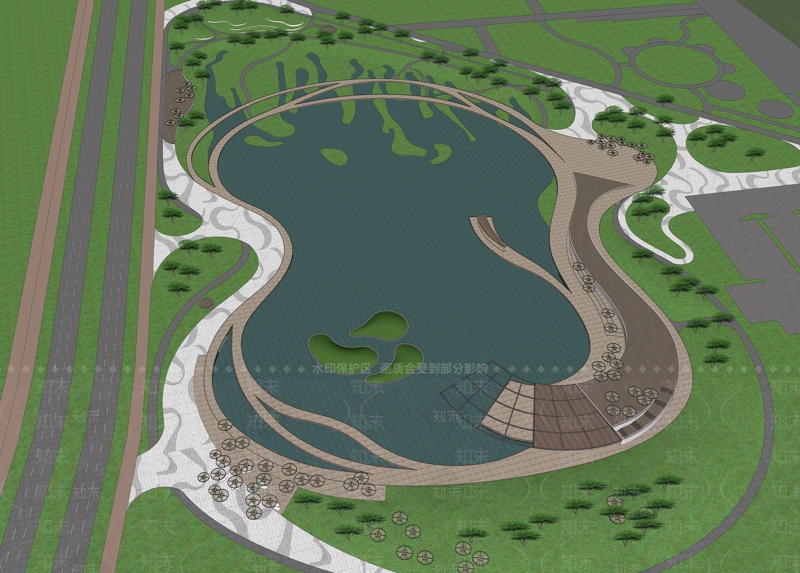 【SU悬赏模型】现代风格滨水景观SU模型下载【ID:1207447399】