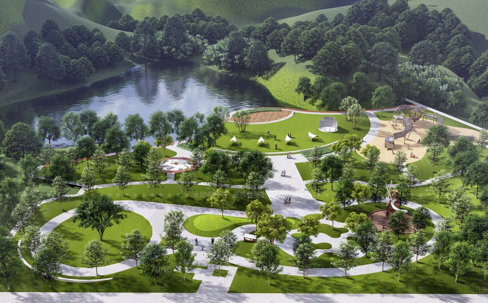 【SU悬赏模型】现代风格公园景观SU模型下载【ID:1207447431】