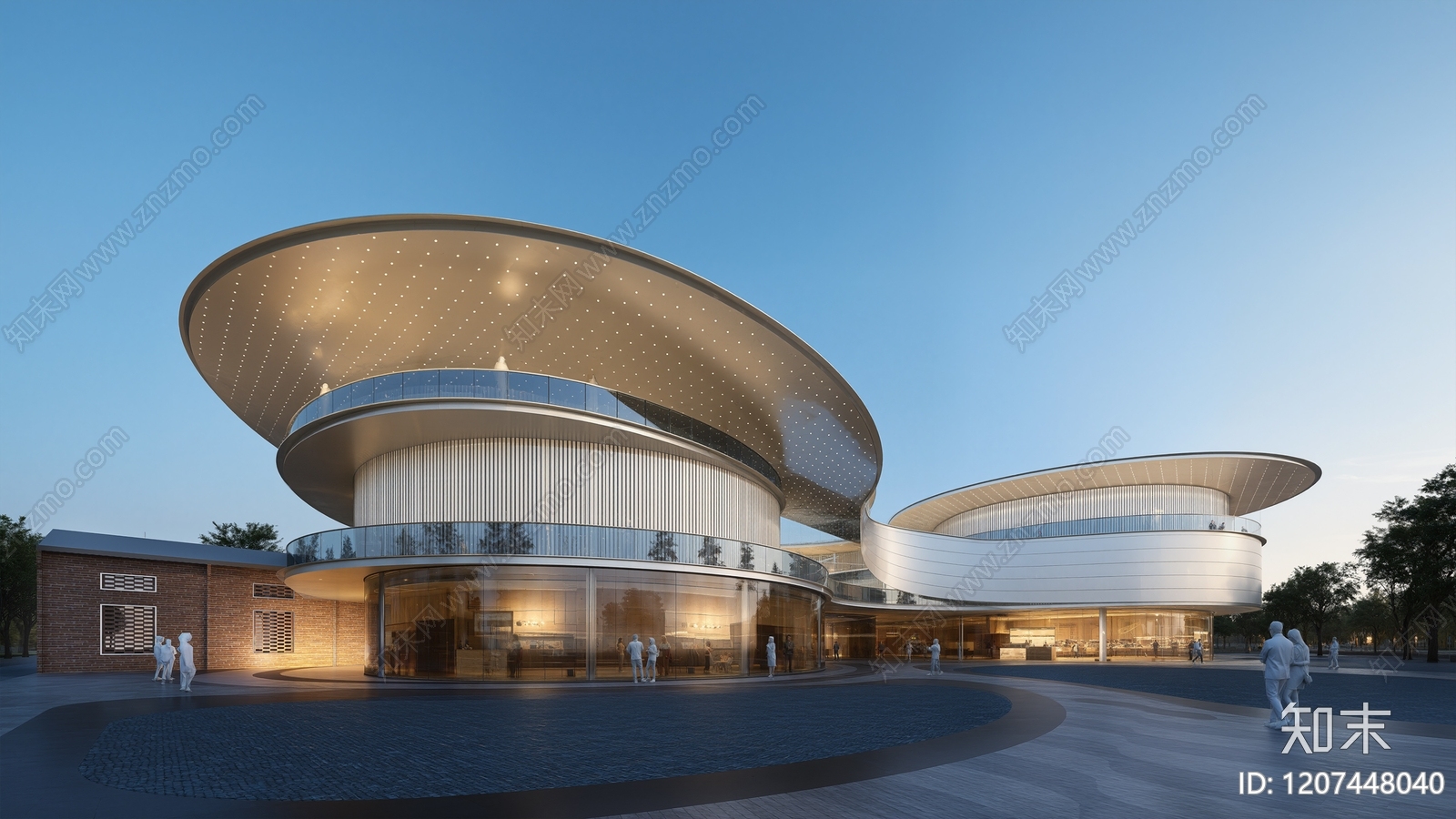 现代简约售楼处建筑SU模型下载【ID:1207448040】