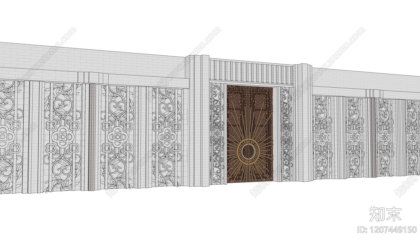 欧式简欧入口大门SU模型下载【ID:1207449150】