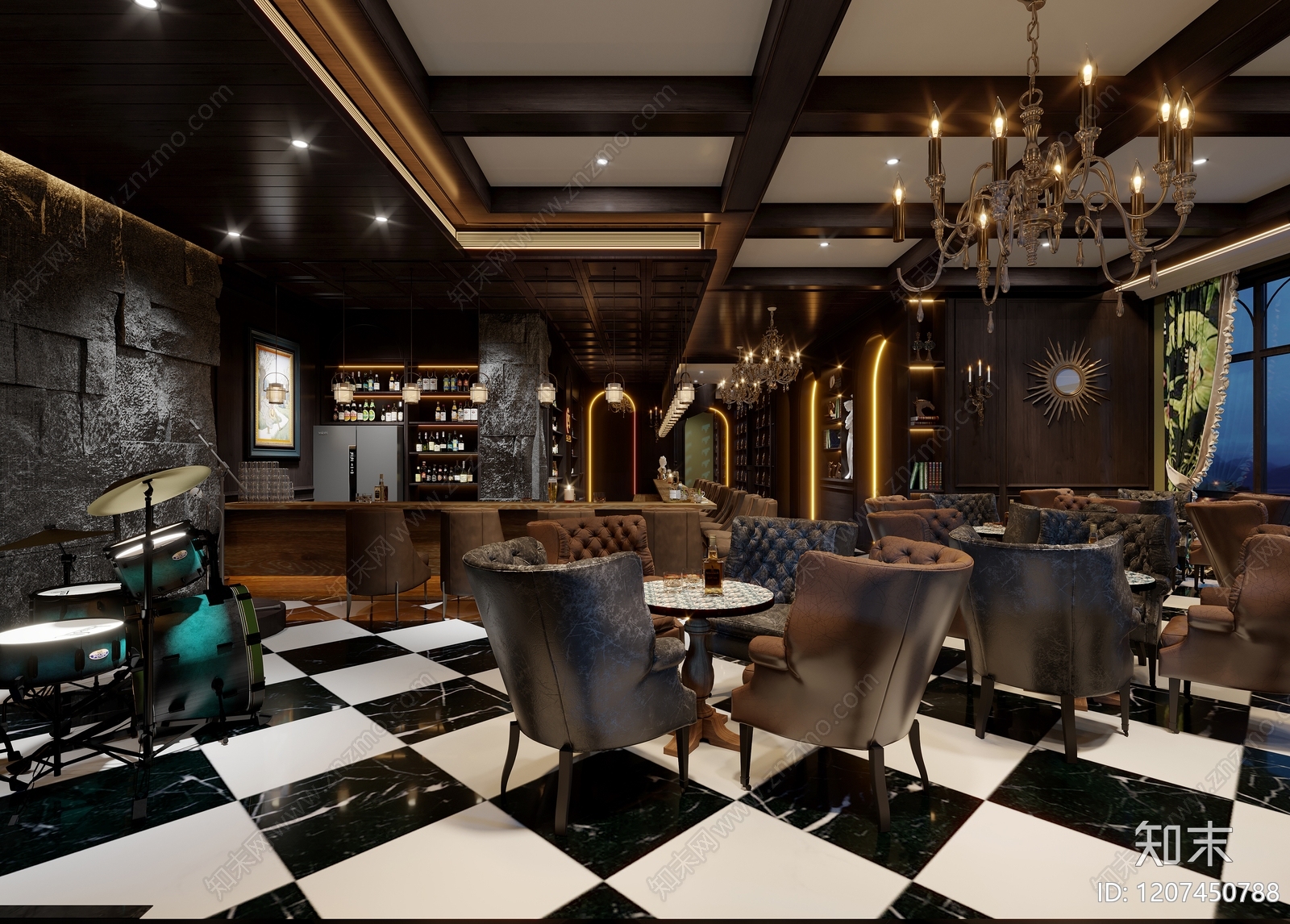 美式酒吧3D模型下载【ID:1207450788】