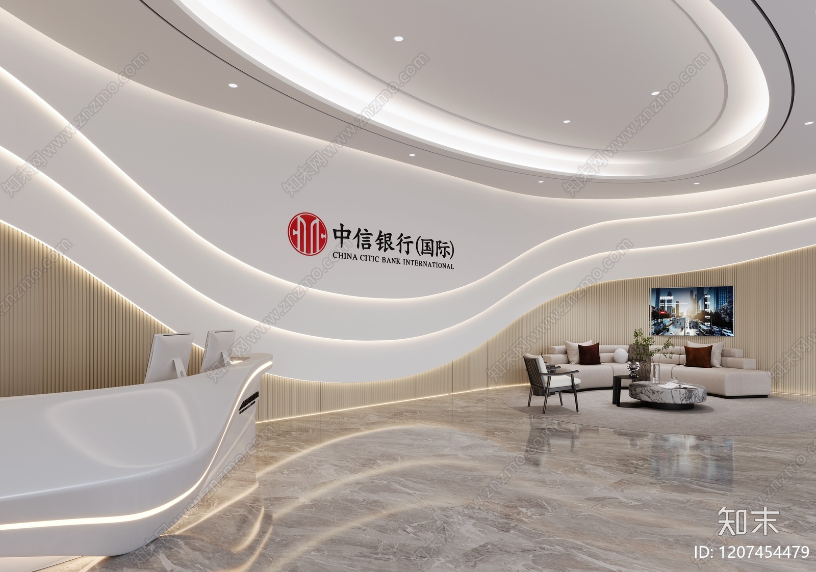 现代办公大厅3D模型下载【ID:1207454479】