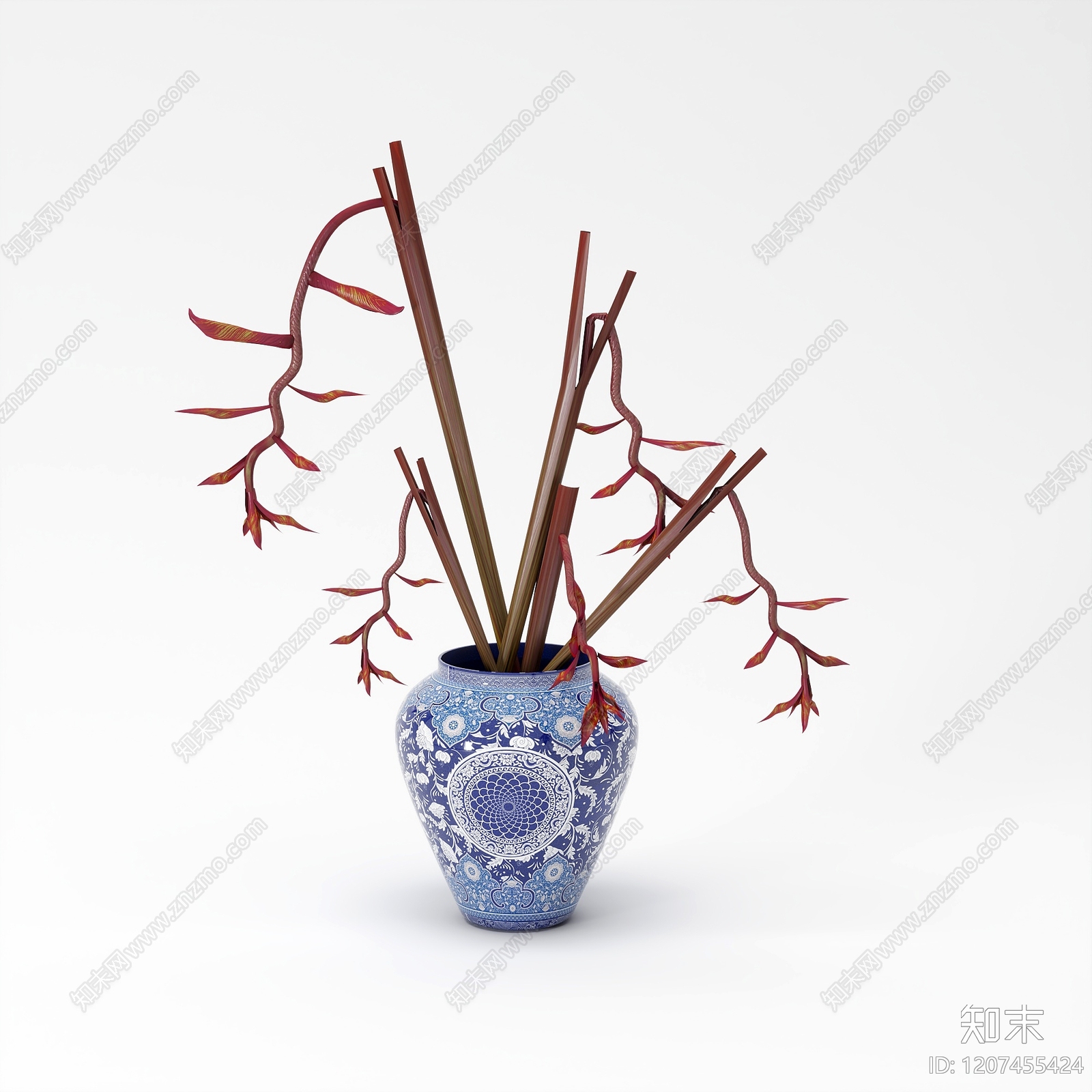 现代新中式花艺SU模型下载【ID:1207455424】