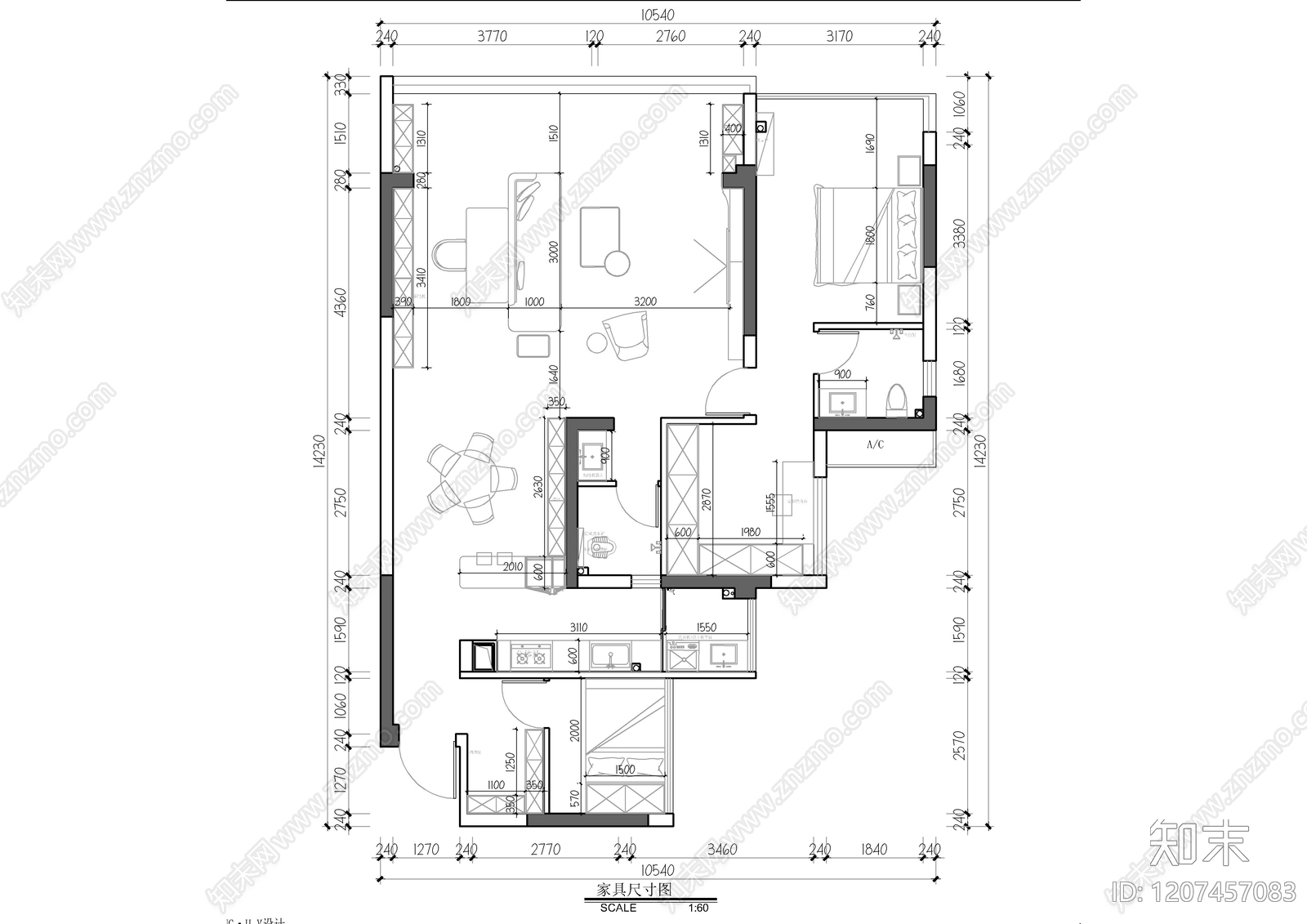大平层cad施工图下载【ID:1207457083】