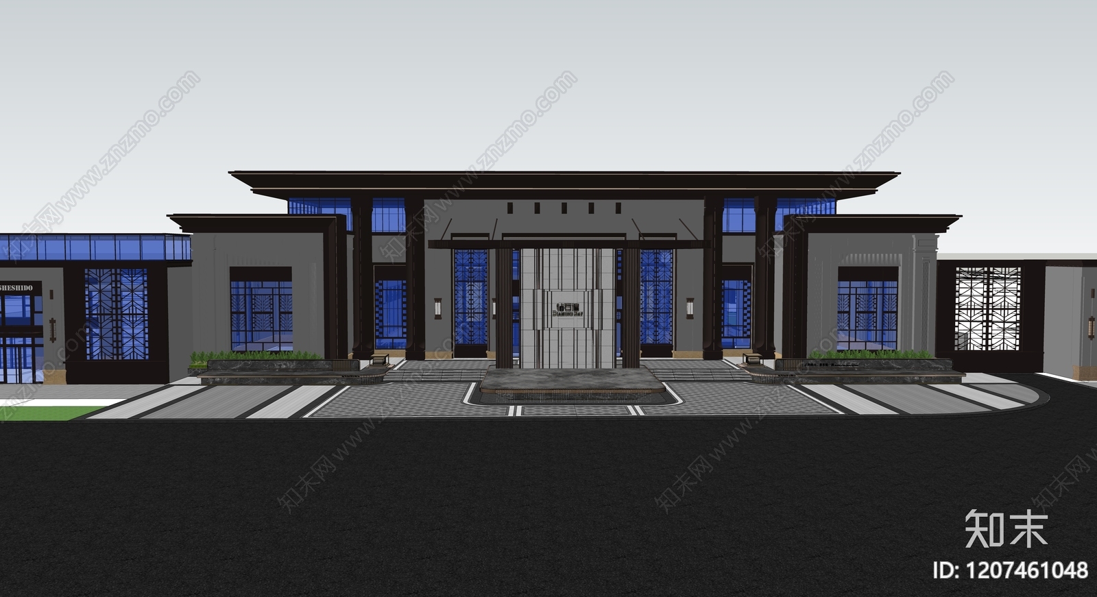 新中式现代小区景观SU模型下载【ID:1207461048】