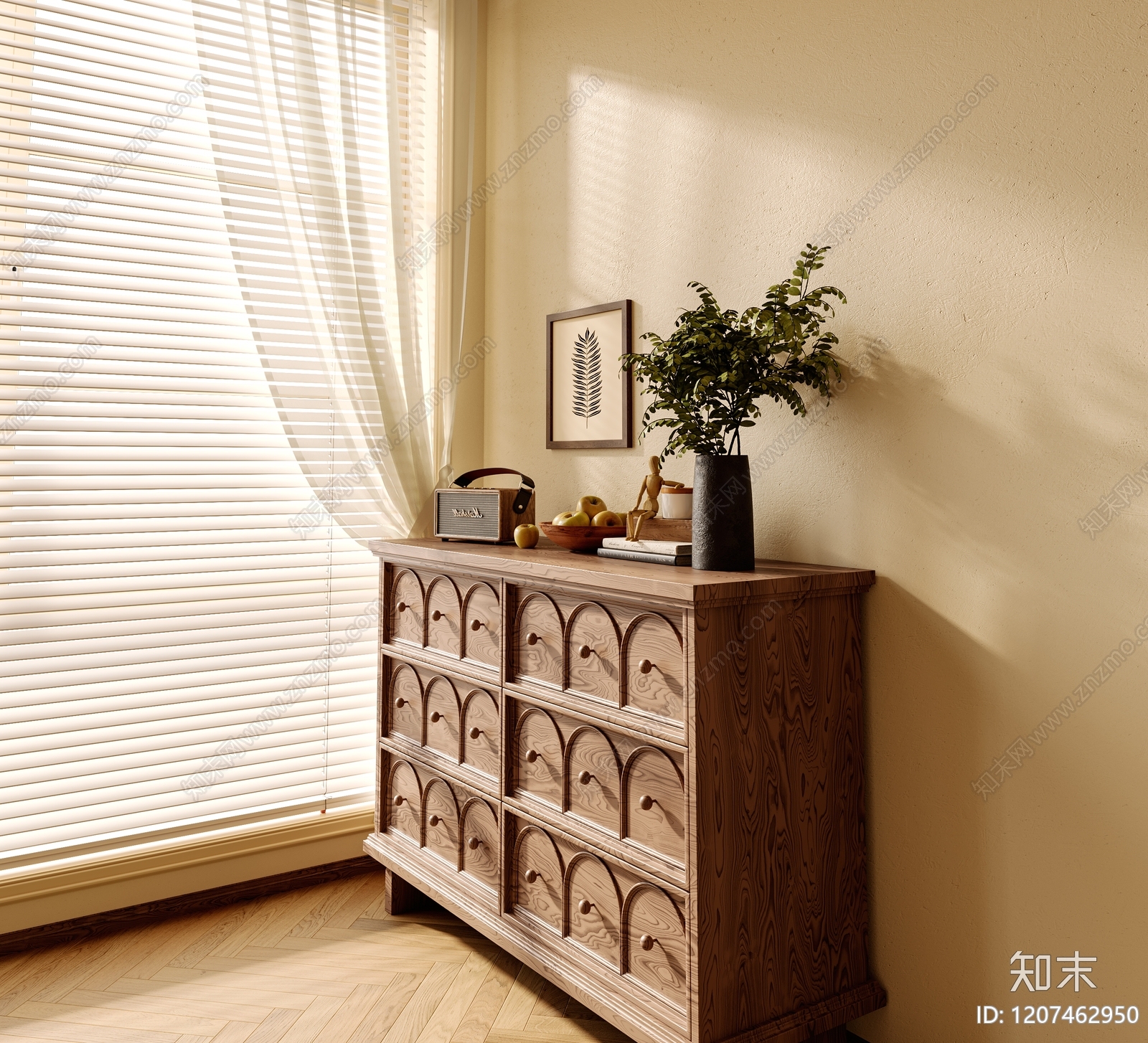 复古中古玄关柜3D模型下载【ID:1207462950】
