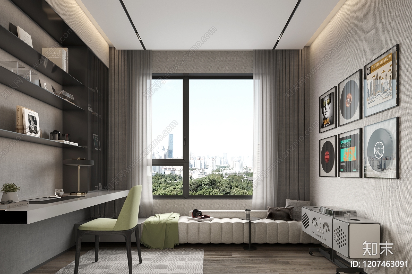 现代书房3D模型下载【ID:1207463091】