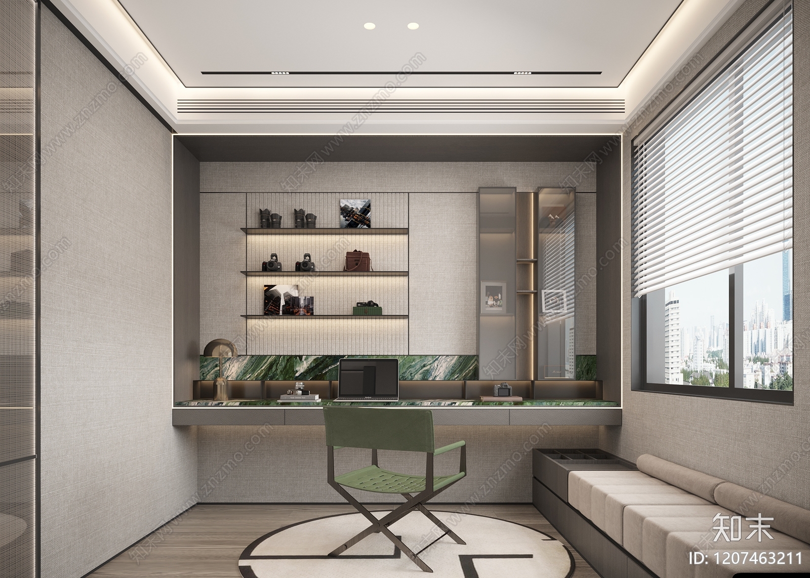 现代书房3D模型下载【ID:1207463211】