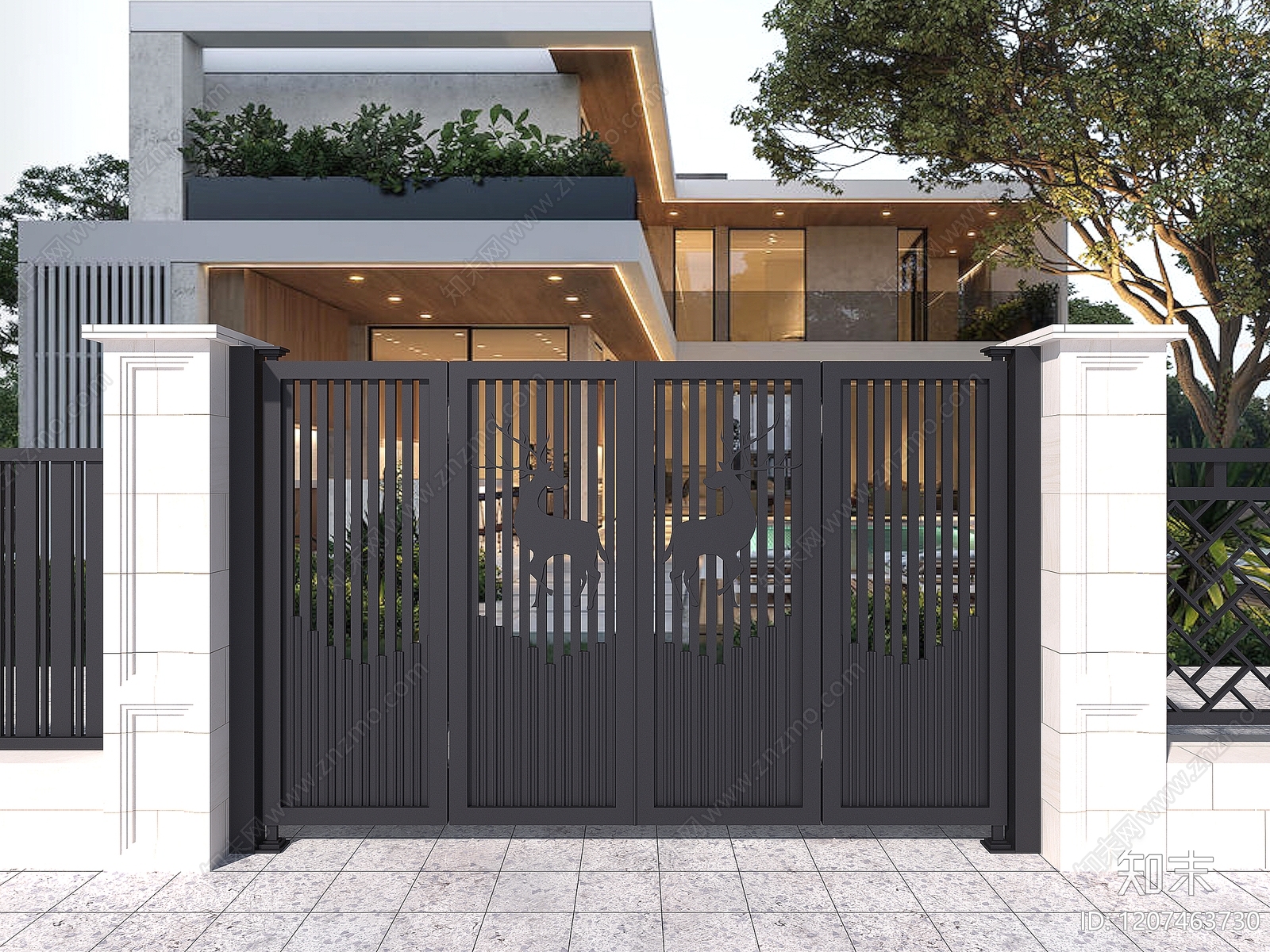 新中式中式大门3D模型下载【ID:1207463730】