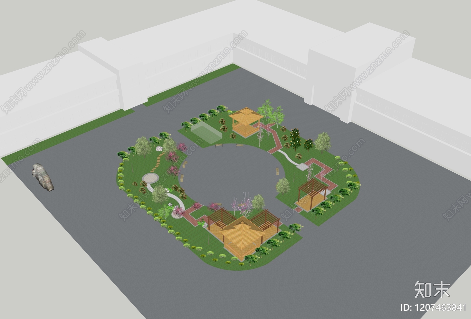 中式新中式活动中心SU模型下载【ID:1207463841】