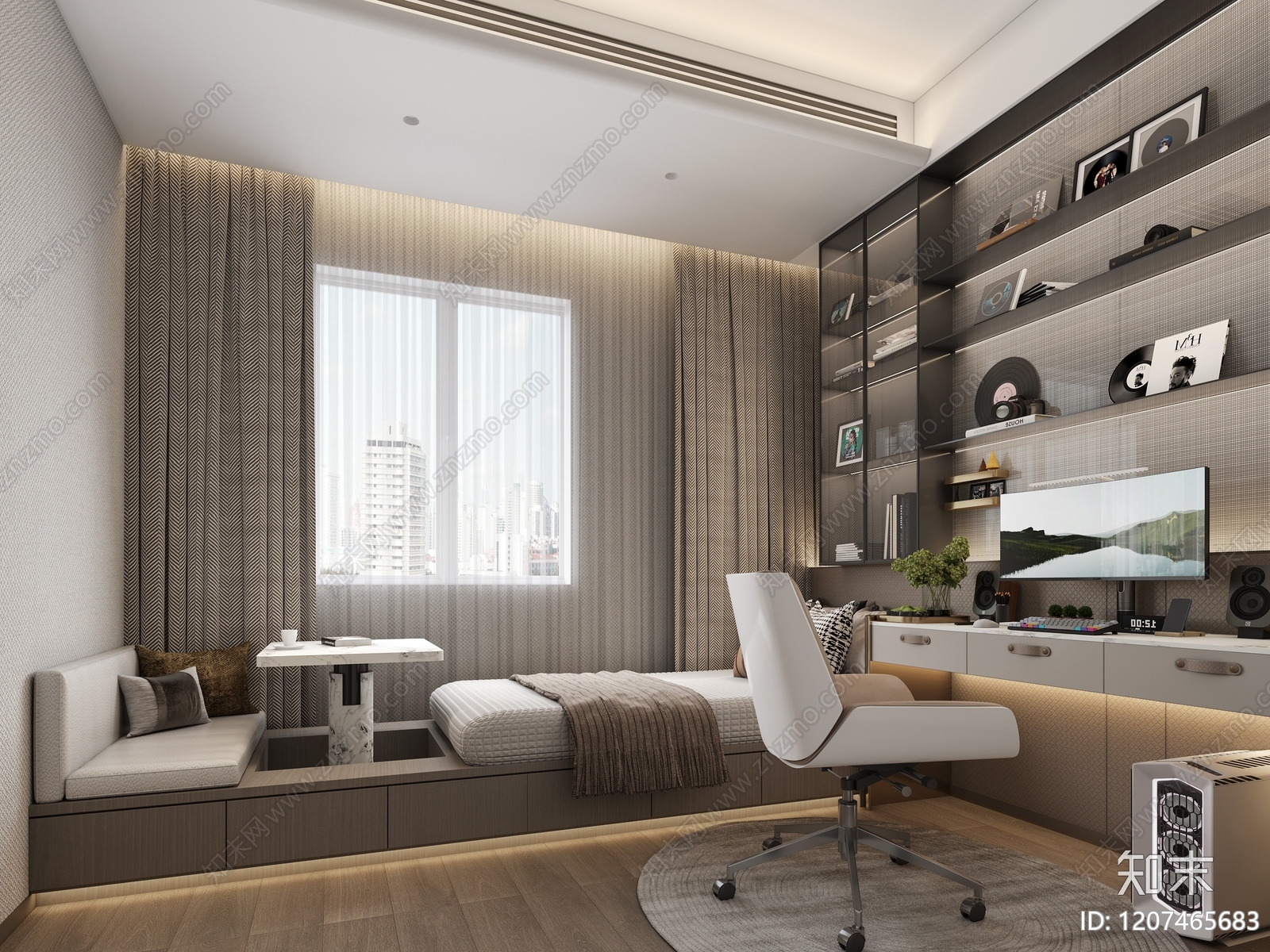 现代书房3D模型下载【ID:1207465683】