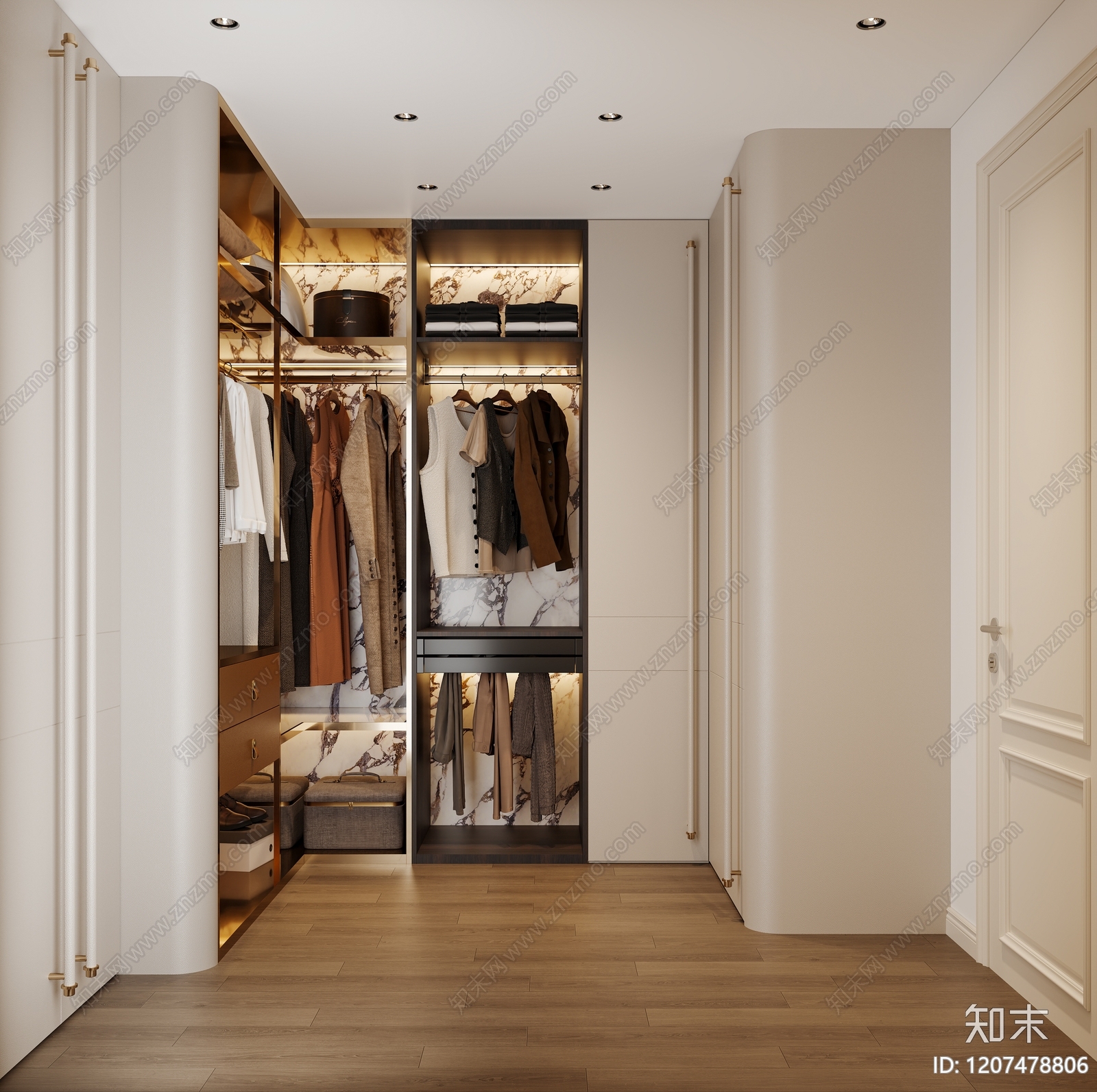 现代轻奢衣帽间3D模型下载【ID:1207478806】