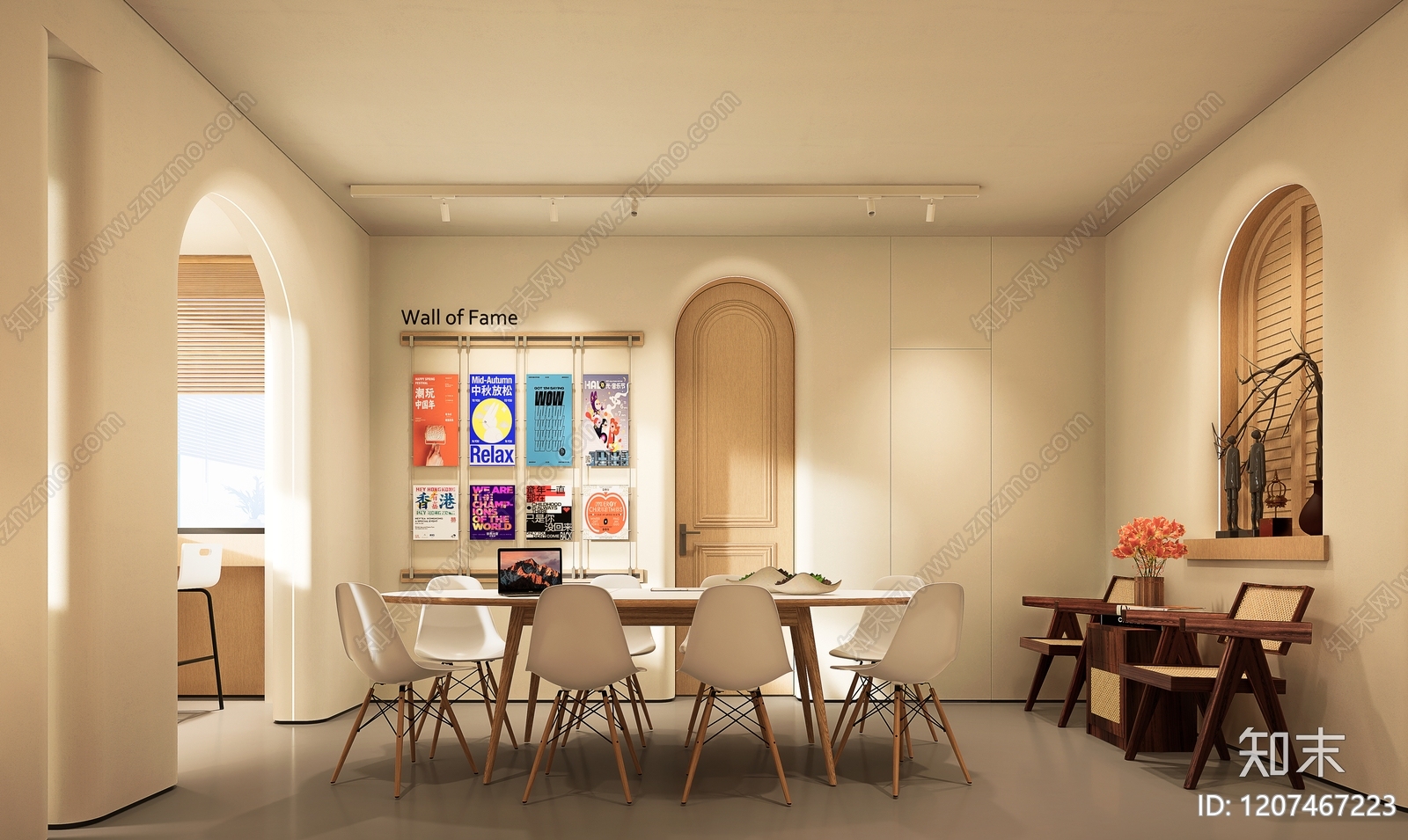 奶油简约小户型客厅SU模型下载【ID:1207467223】