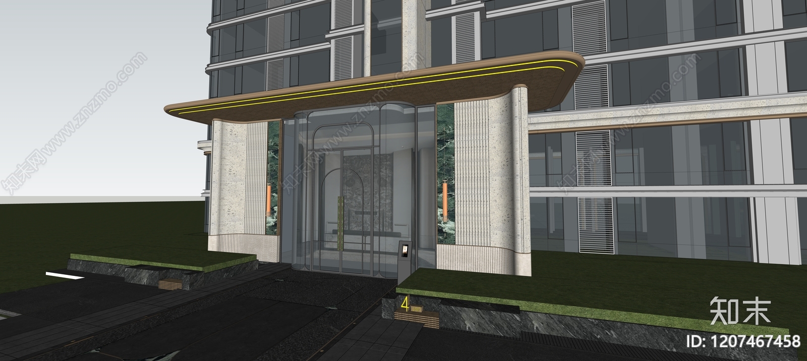 现代多层住宅SU模型下载【ID:1207467458】