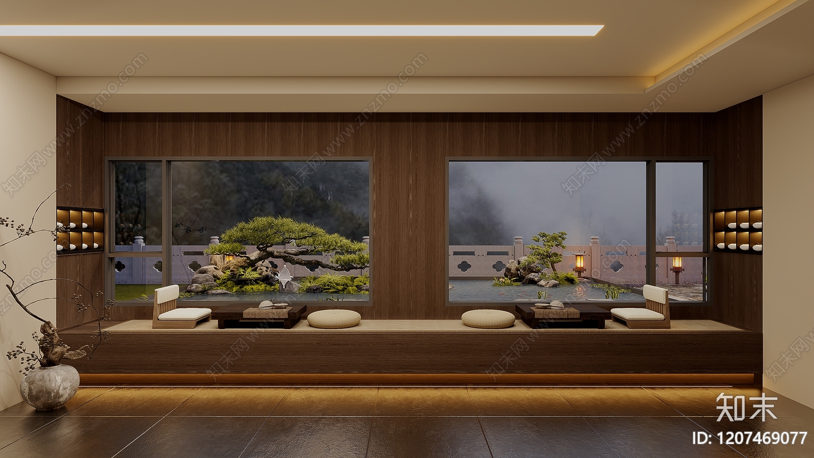 新中式禅意中庭3D模型下载【ID:1207469077】