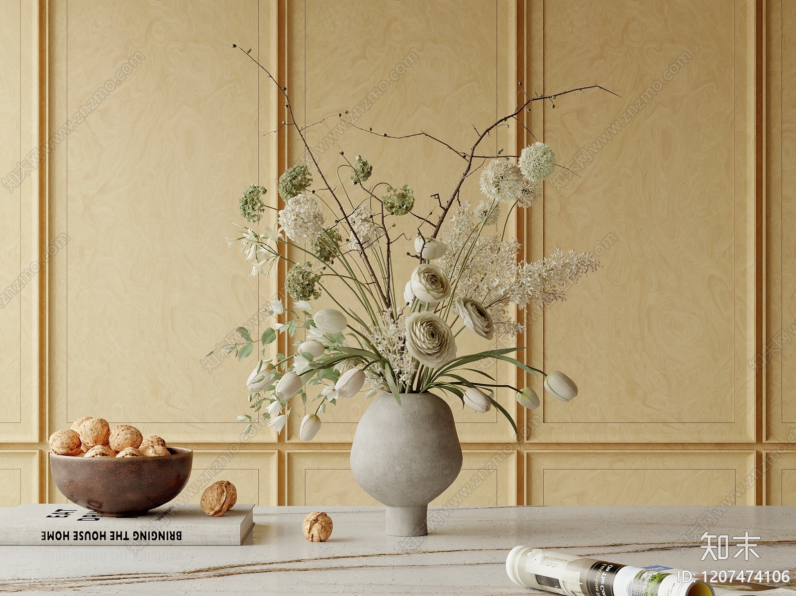 现代北欧花艺3D模型下载【ID:1207474106】