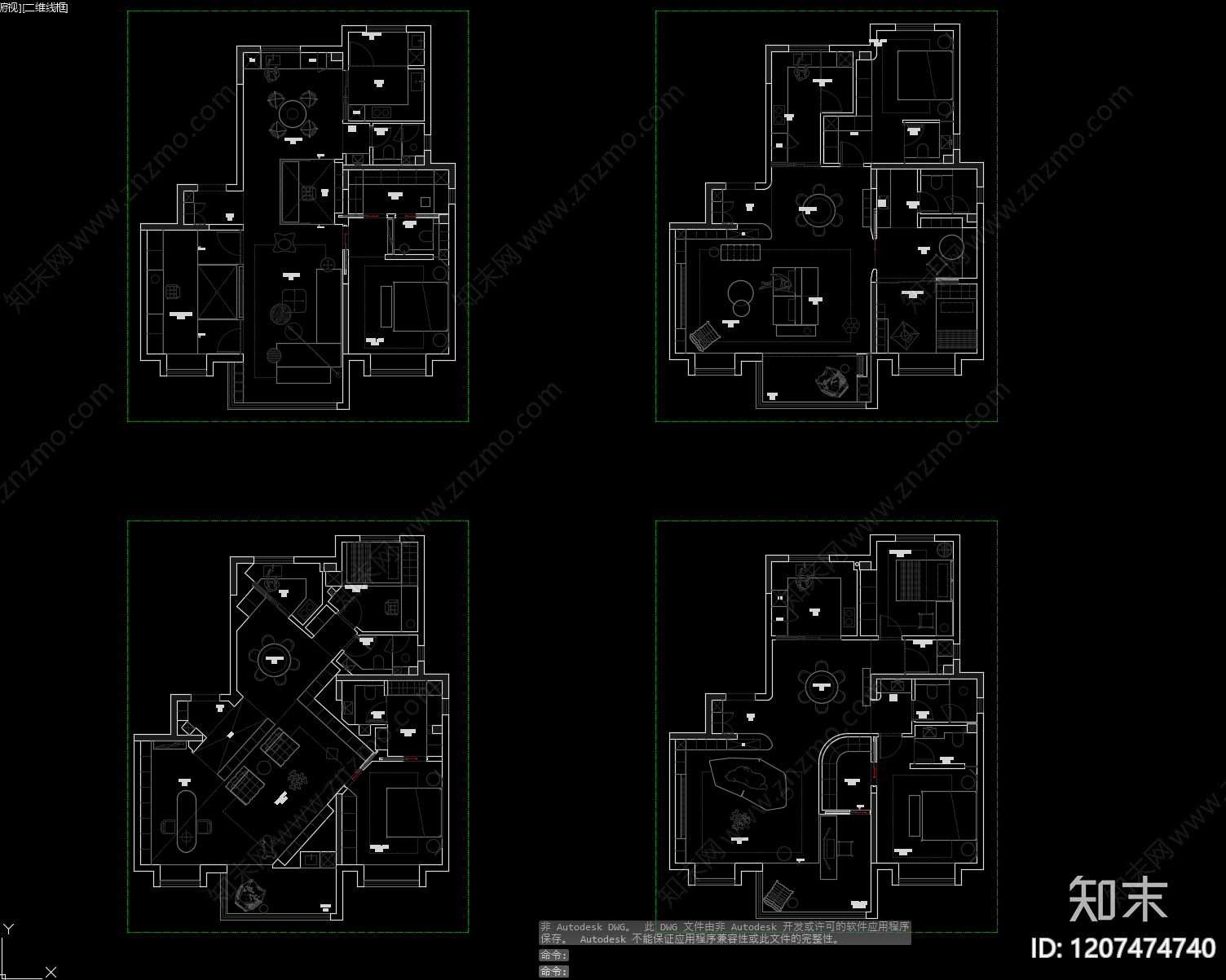 小户型平层cad施工图下载【ID:1207474740】
