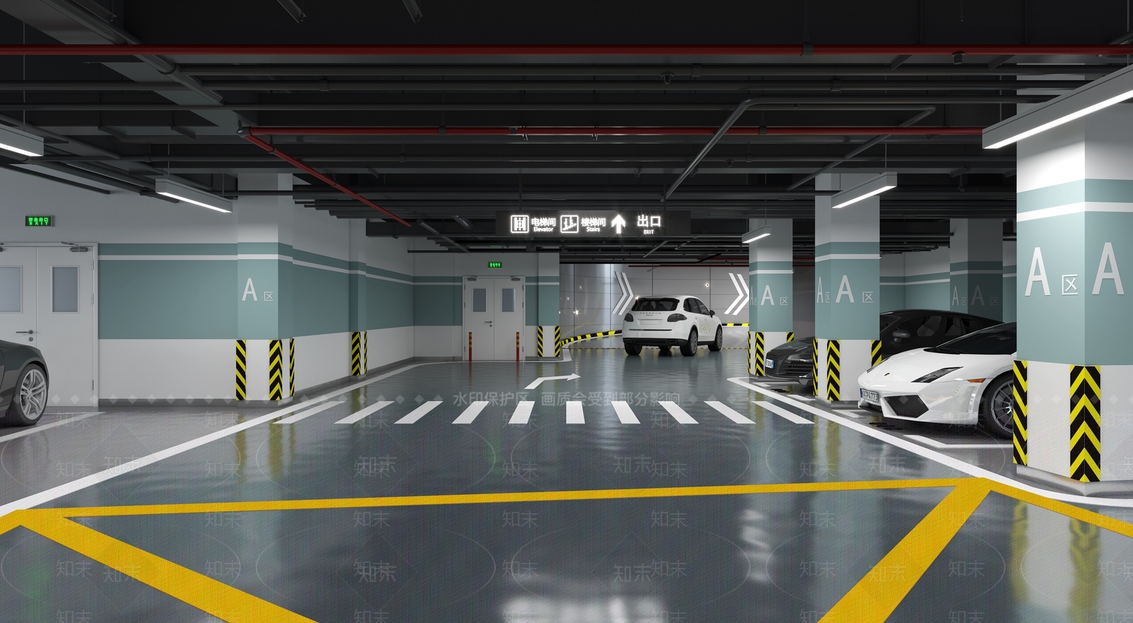 室内停车场地下车库出口3D模型下载【ID:1207474862】