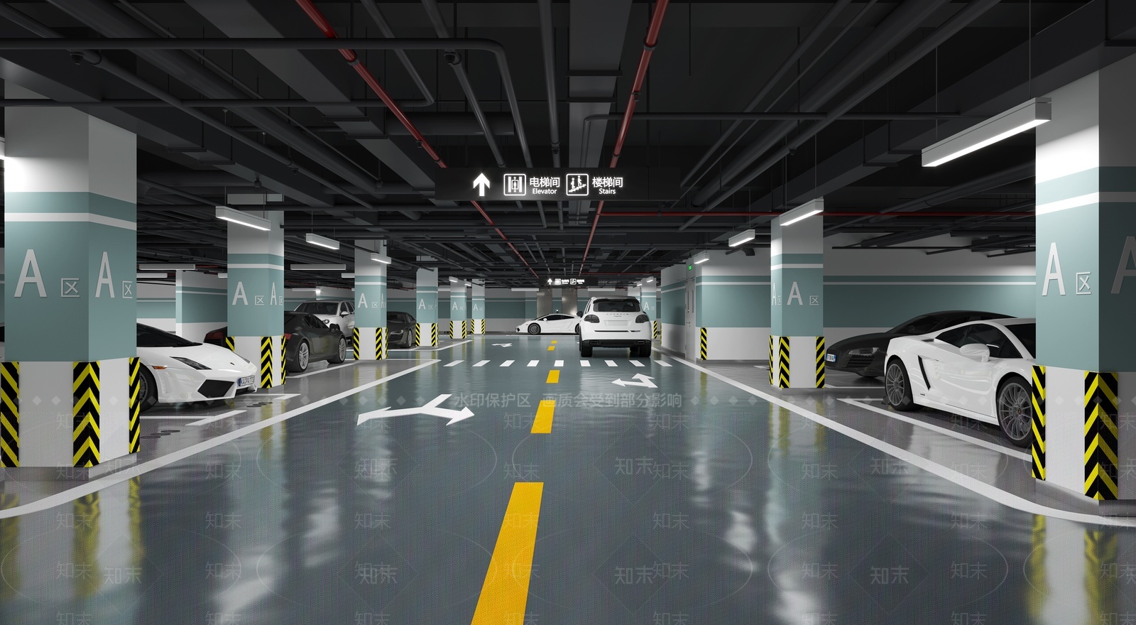 室内停车场地下车库3D模型下载【ID:1207474832】