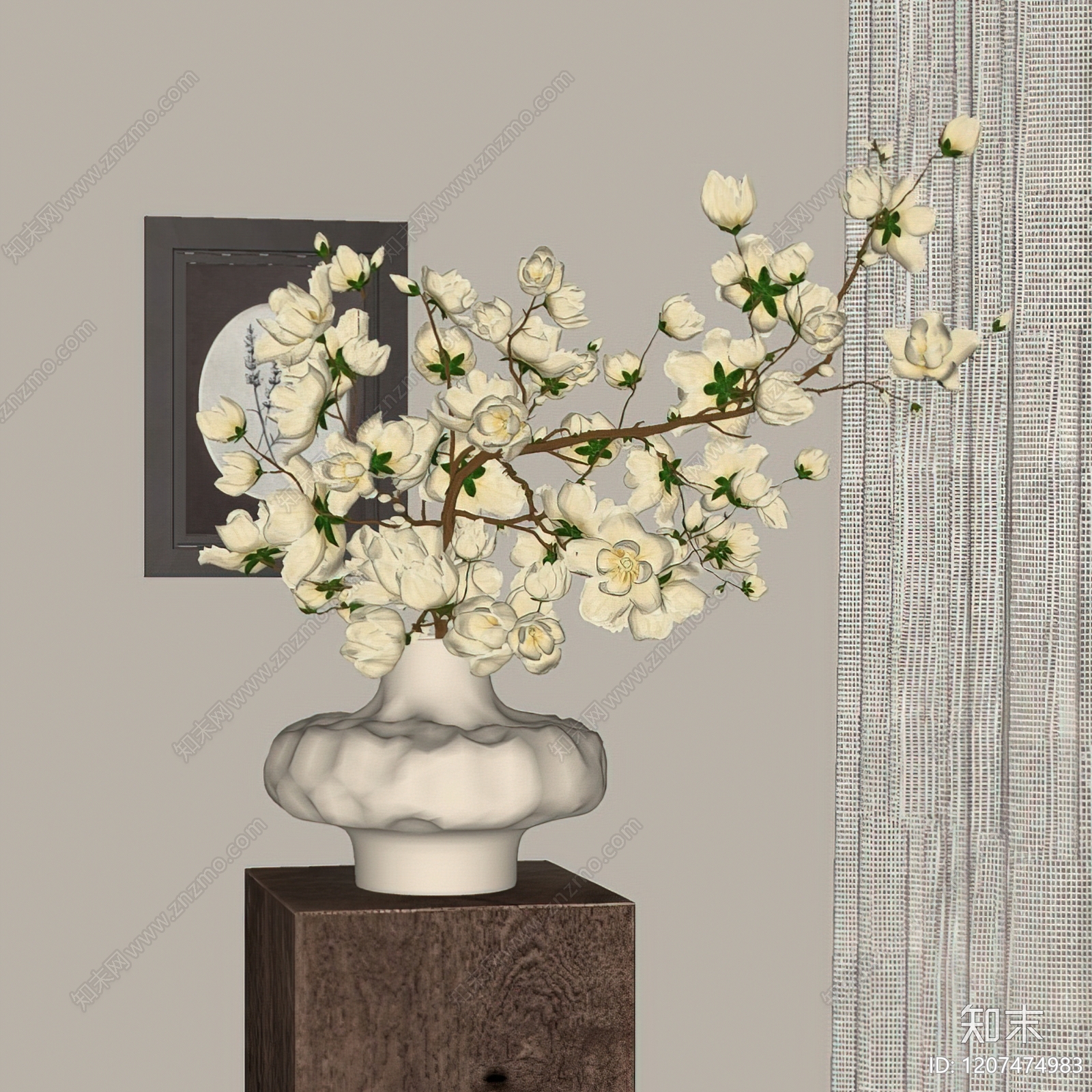 新中式中古花艺SU模型下载【ID:1207474983】