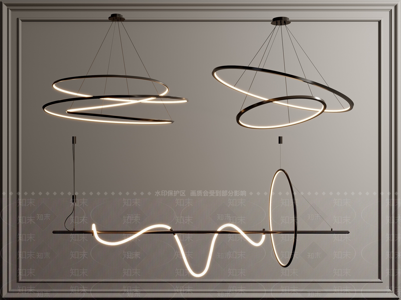 现代吊灯3D模型下载【ID:1207475096】
