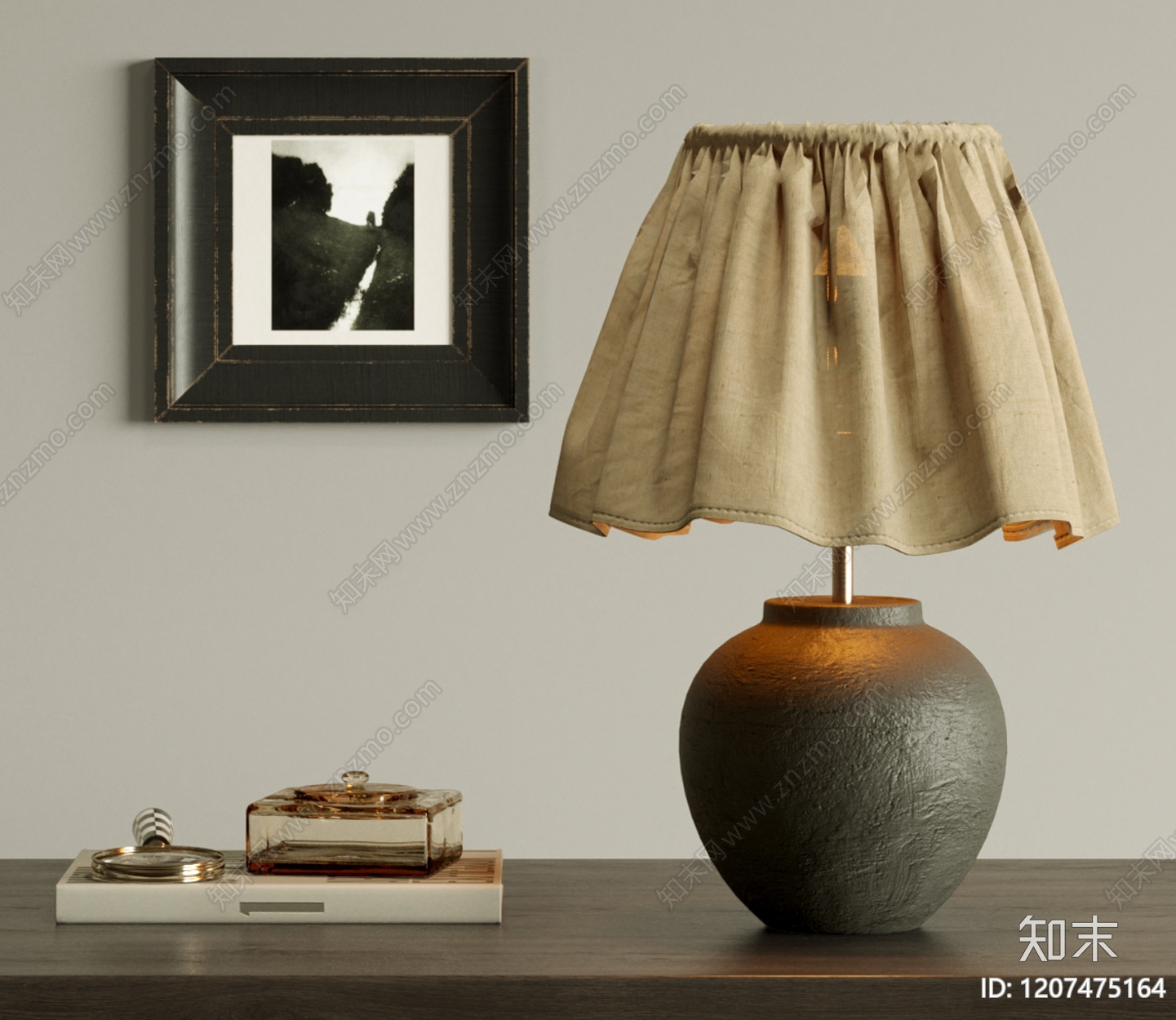 侘寂中古台灯SU模型下载【ID:1207475164】