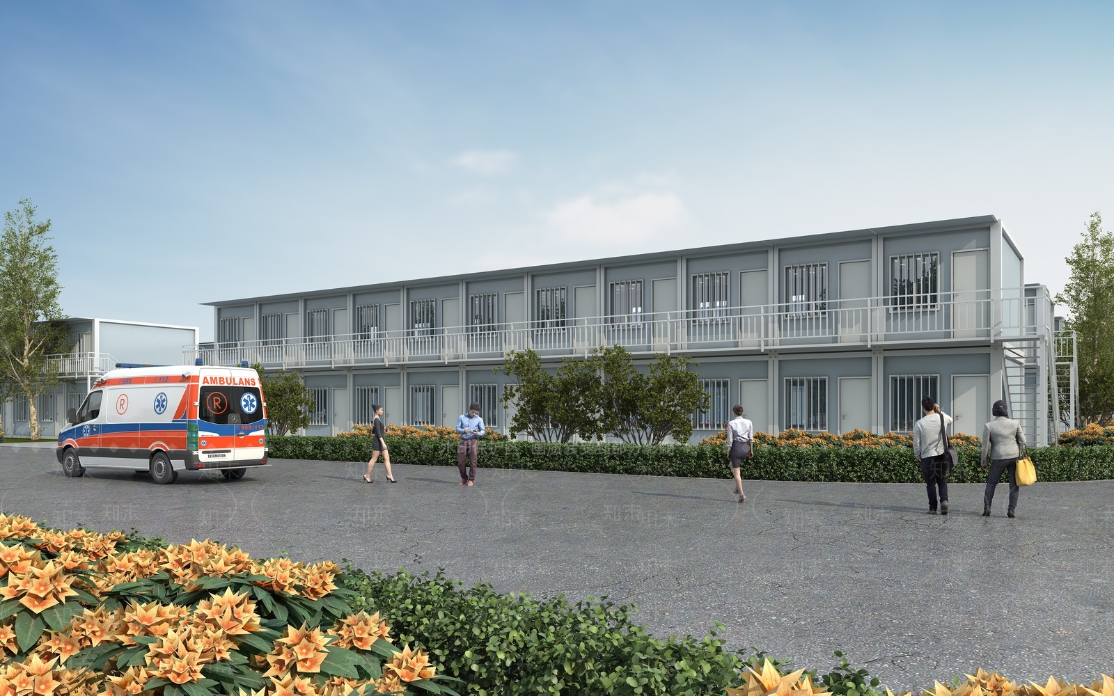 现代方舱医院外观3D模型下载【ID:1207475265】