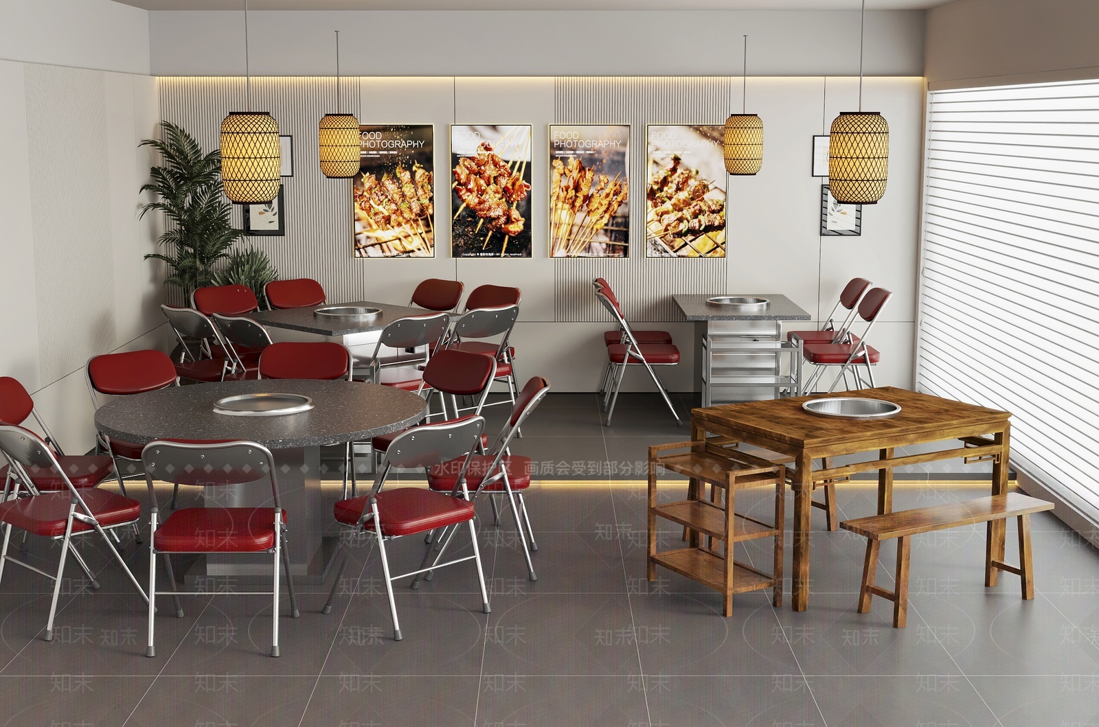 现代新中式火锅店3D模型下载【ID:1207475289】