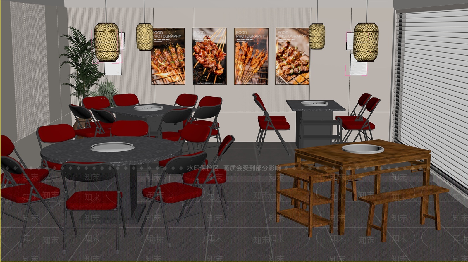 现代新中式火锅店3D模型下载【ID:1207475289】