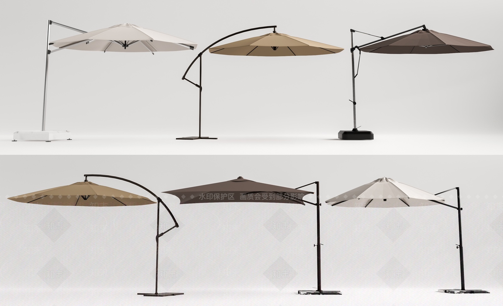 现代户外遮阳伞组合SU模型下载【ID:1207476102】