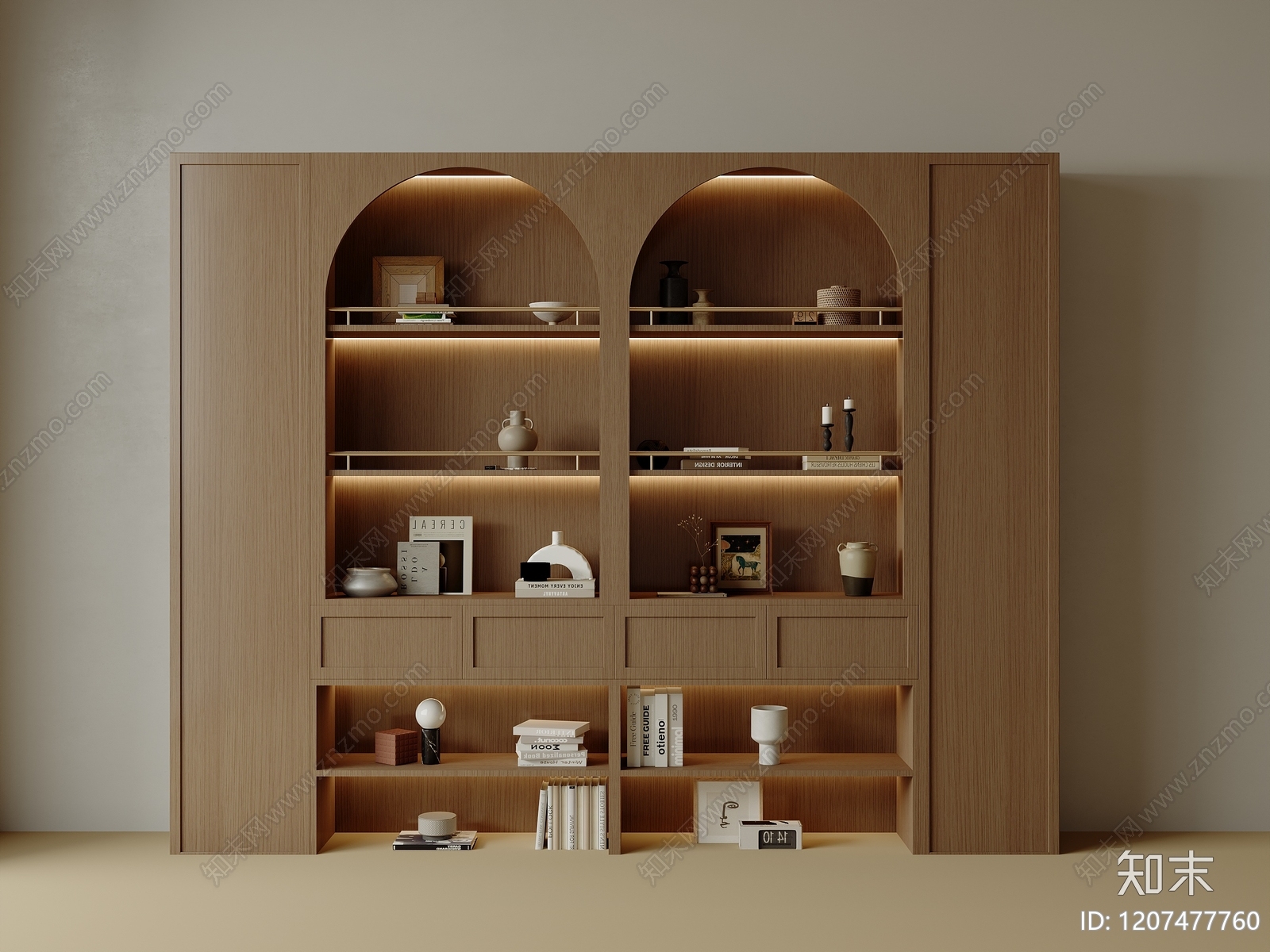 现代中古书柜3D模型下载【ID:1207477760】