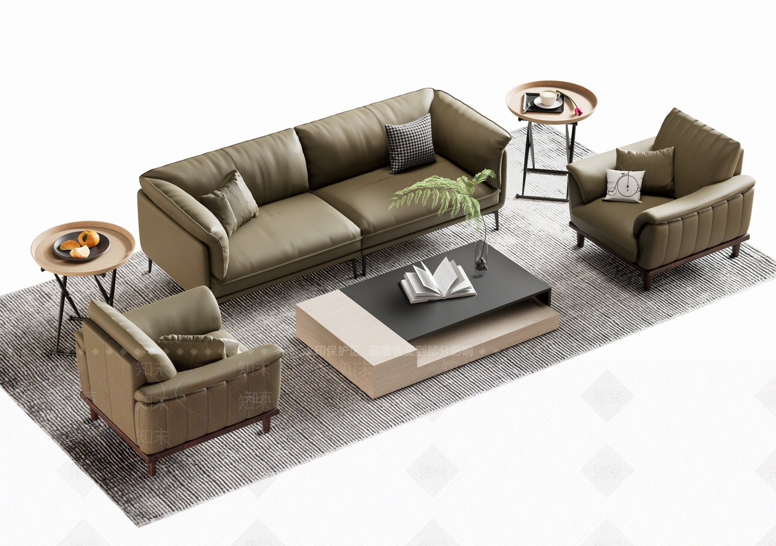 现代商务沙发茶几3D模型下载【ID:1207478056】