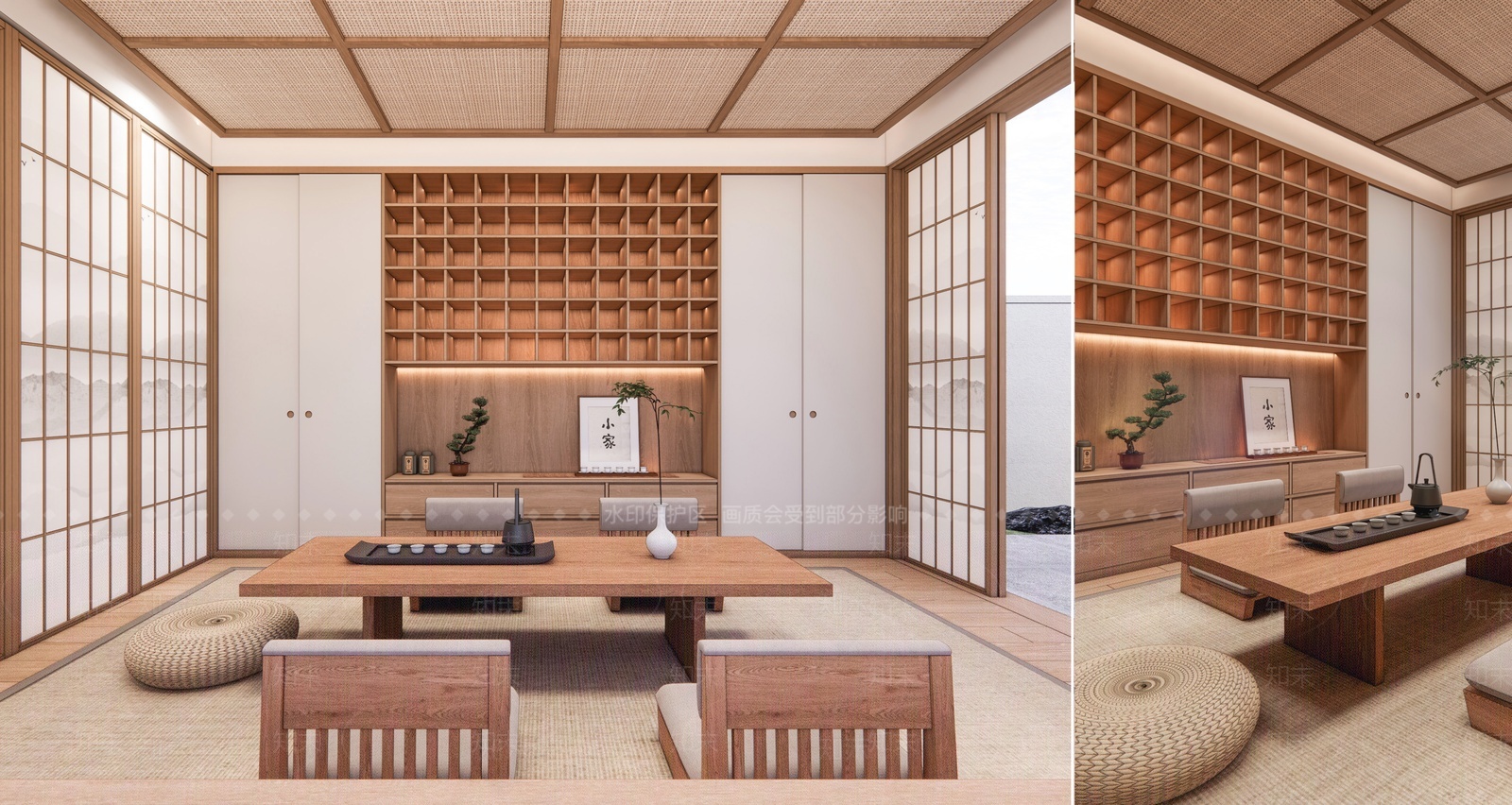 现代日式茶室SU模型下载【ID:1207479106】