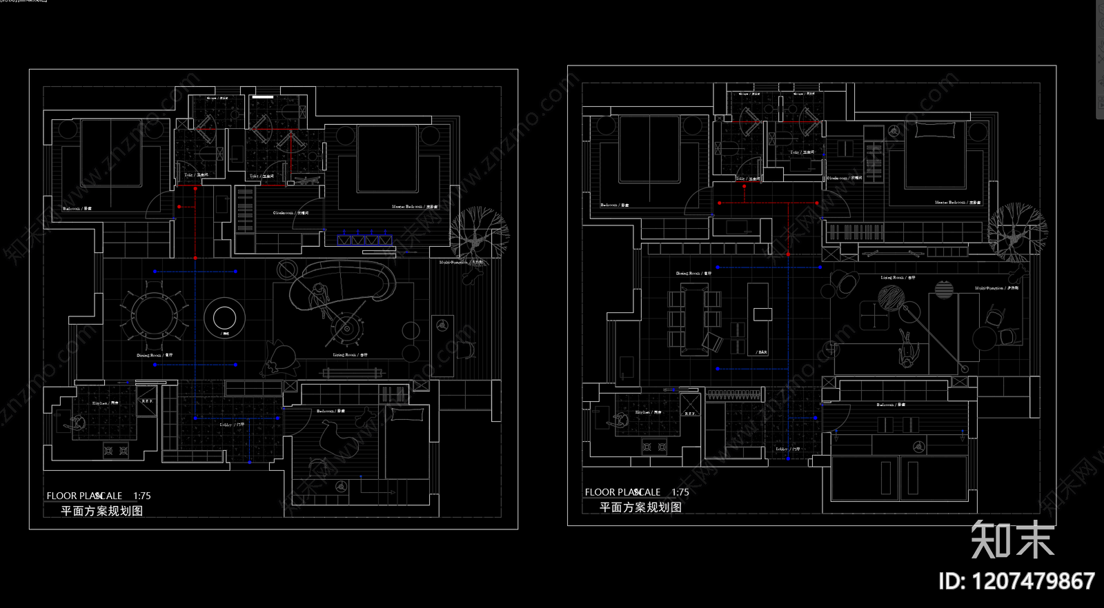小户型平层cad施工图下载【ID:1207479867】
