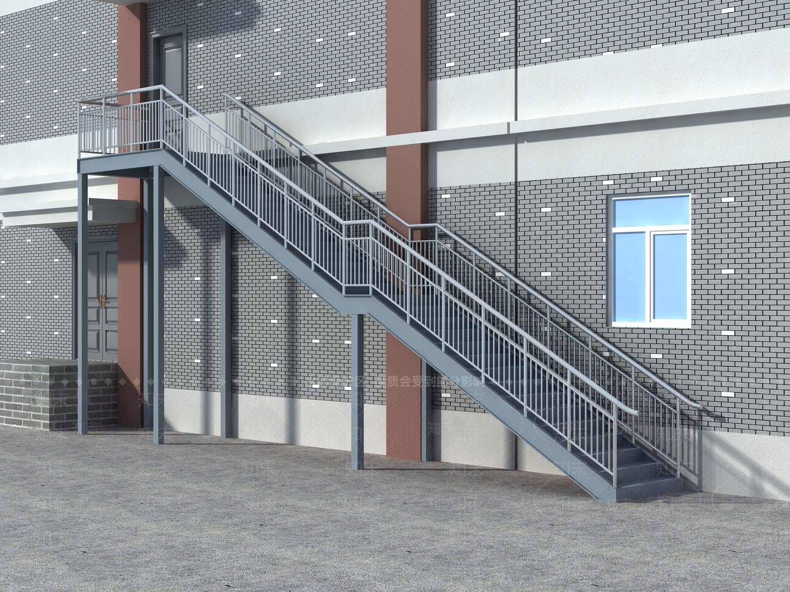 现代钢结构楼梯3D模型下载【ID:1207480546】