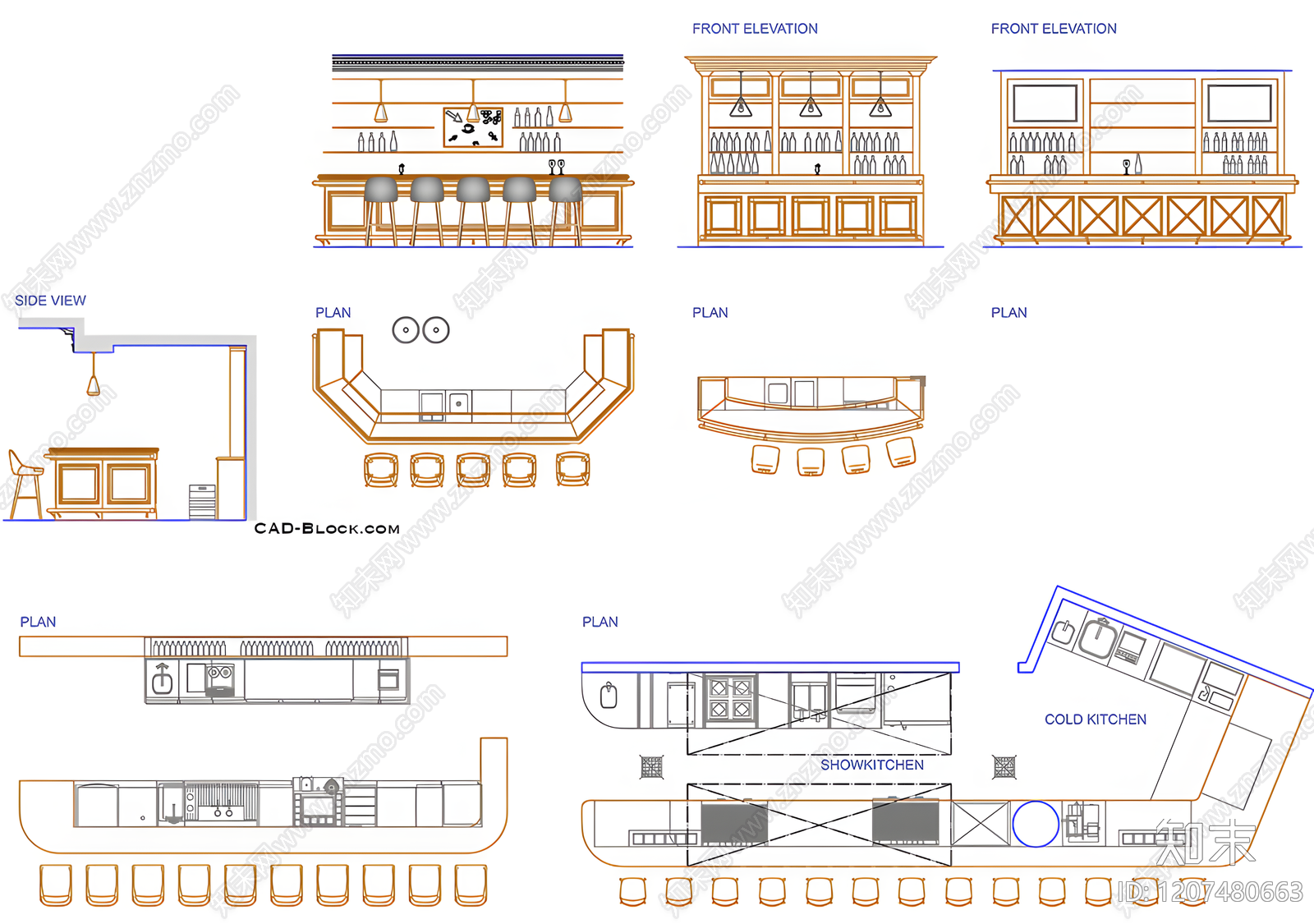 现代吧台施工图下载【ID:1207480663】